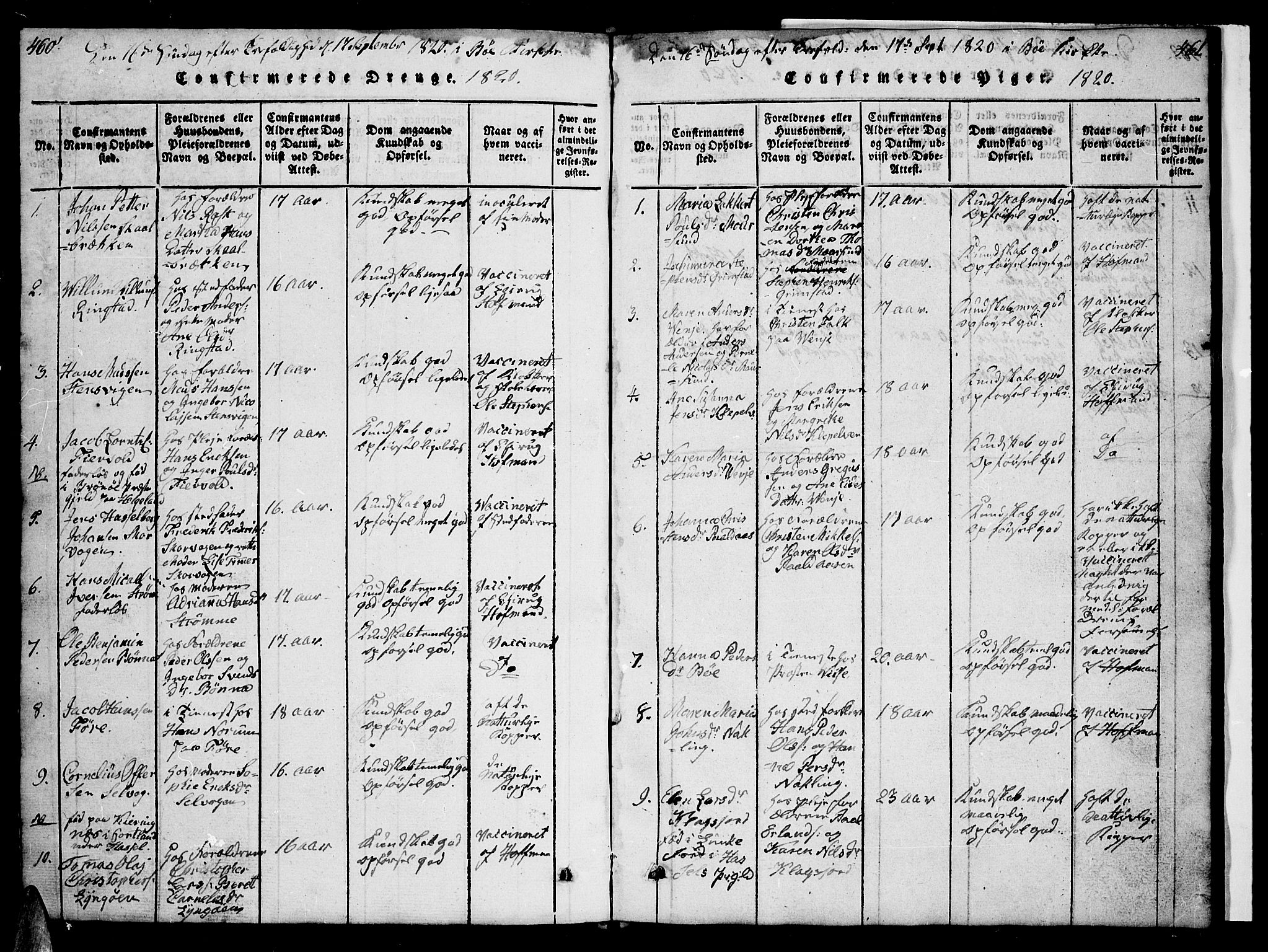 Ministerialprotokoller, klokkerbøker og fødselsregistre - Nordland, SAT/A-1459/891/L1312: Klokkerbok nr. 891C01, 1820-1856, s. 460-461