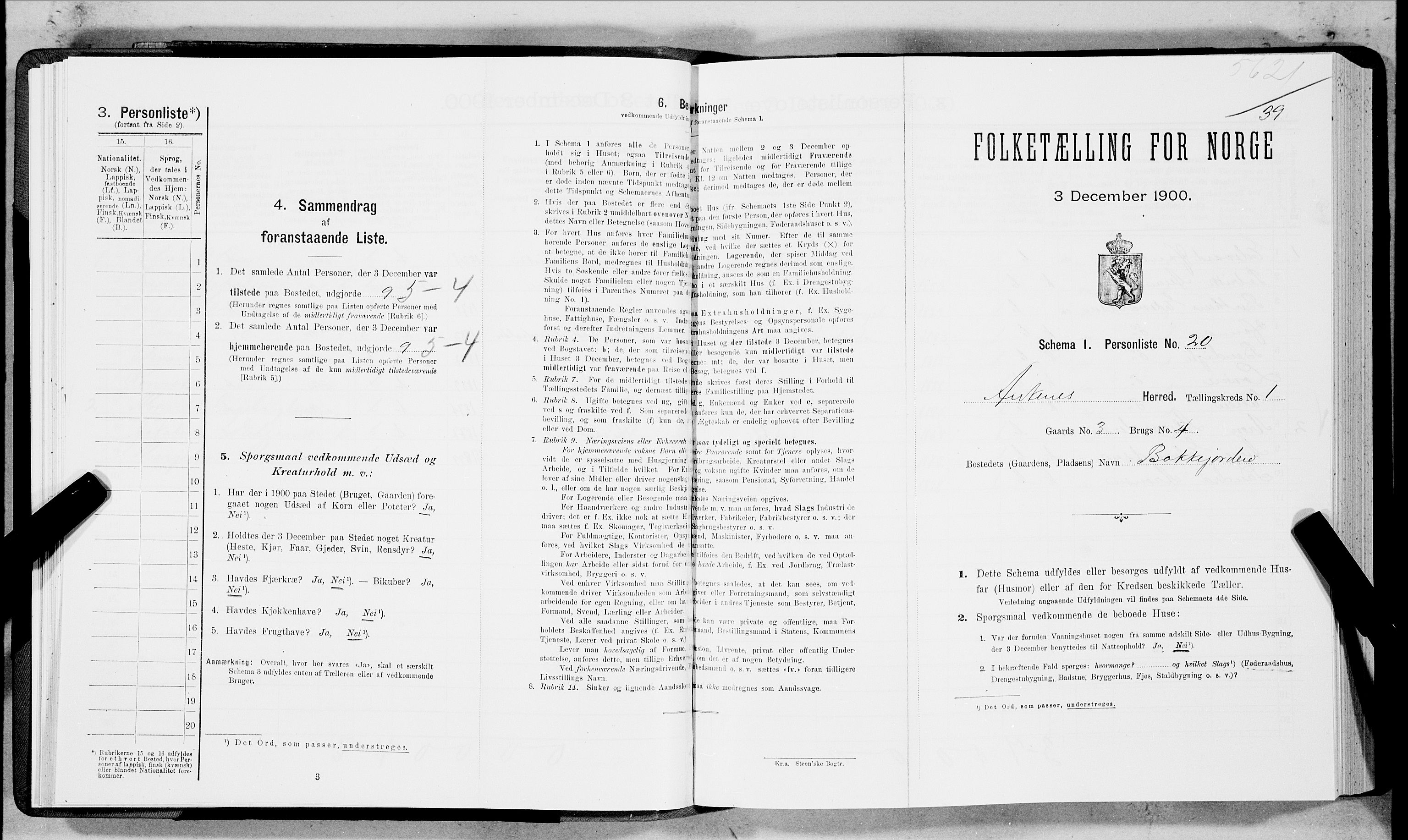 SAT, Folketelling 1900 for 1855 Ankenes herred, 1900, s. 39