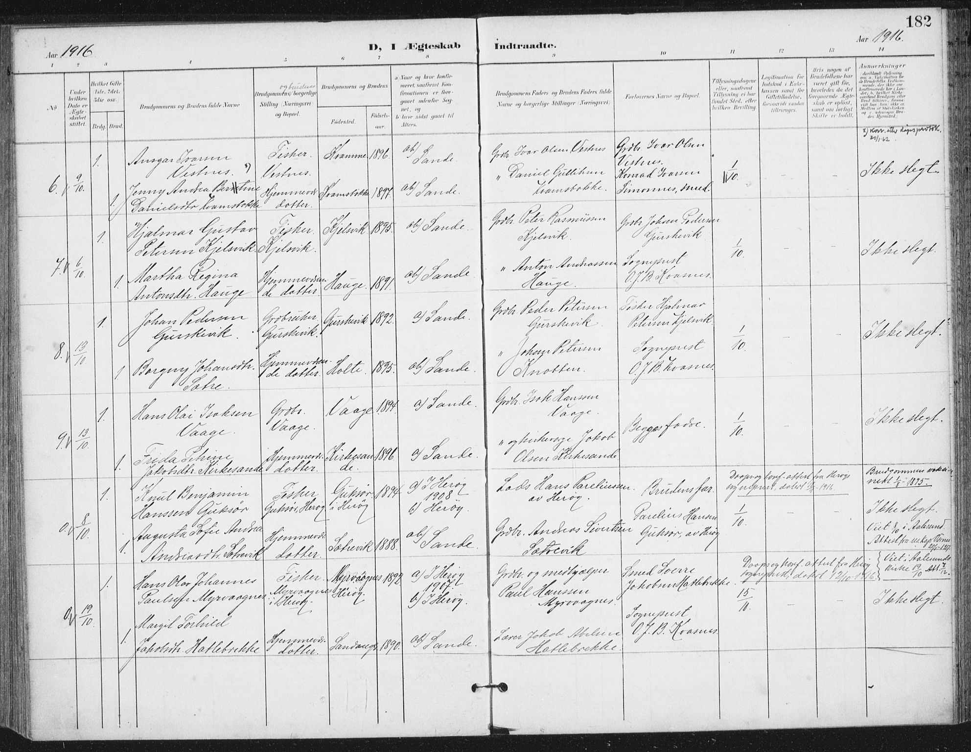 Ministerialprotokoller, klokkerbøker og fødselsregistre - Møre og Romsdal, AV/SAT-A-1454/503/L0038: Ministerialbok nr. 503A06, 1901-1917, s. 182