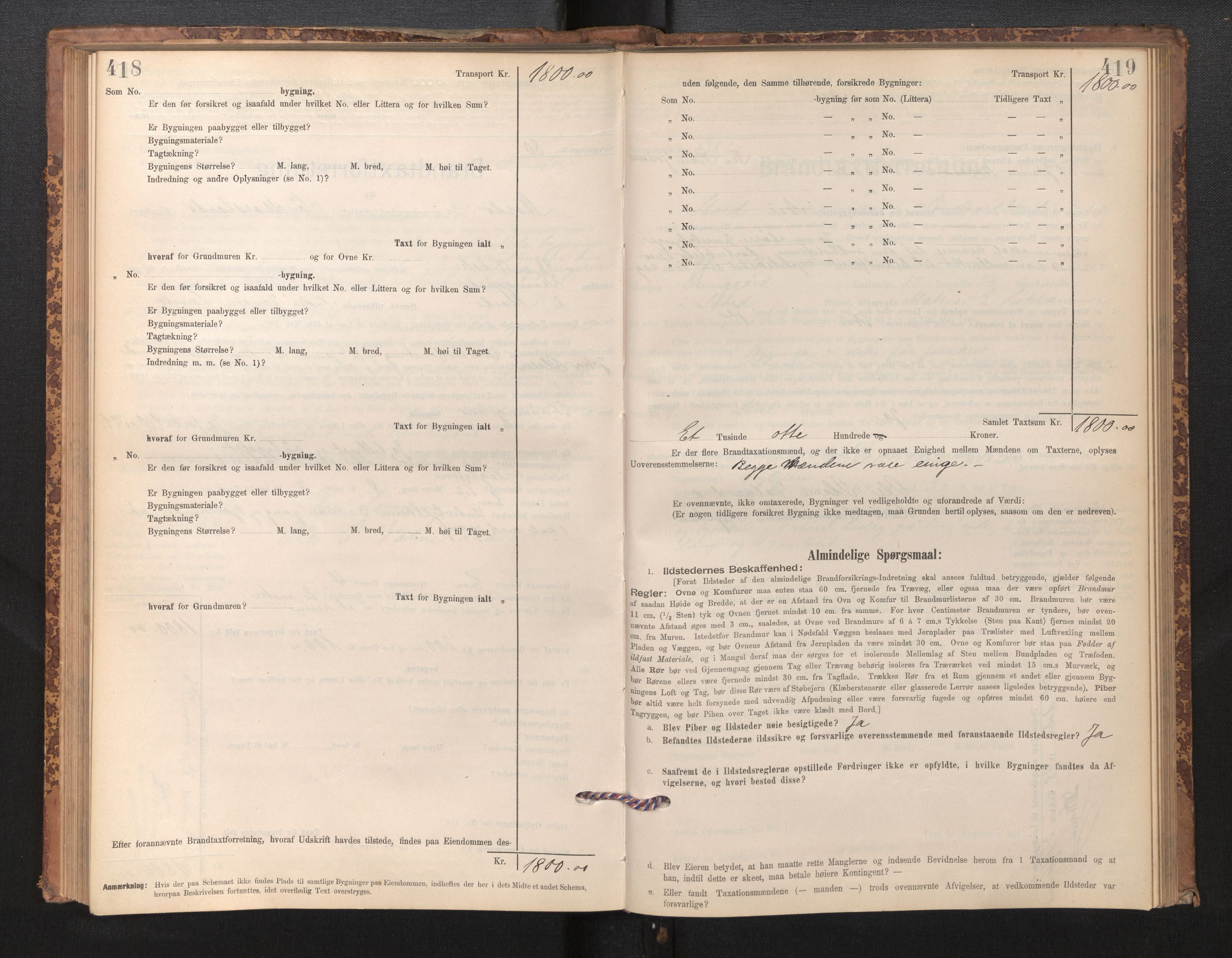 Lensmannen i Stord, SAB/A-35001/0012/L0002: Branntakstprotokoll, skjematakst, 1897-1922, s. 418-419