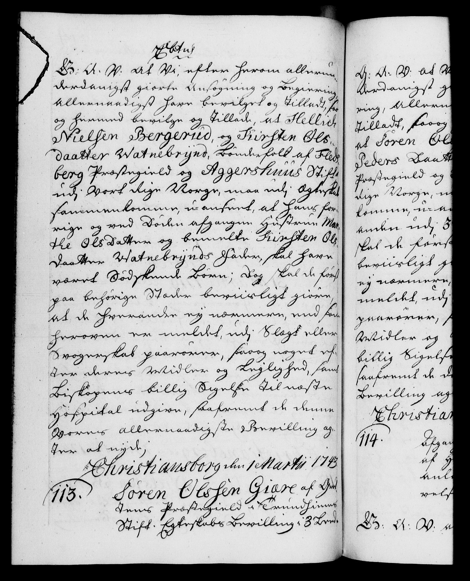 Danske Kanselli 1572-1799, AV/RA-EA-3023/F/Fc/Fca/Fcaa/L0033: Norske registre, 1743-1744, s. 74b