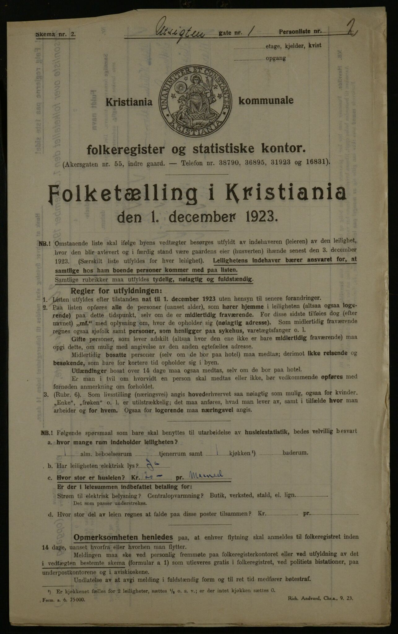 OBA, Kommunal folketelling 1.12.1923 for Kristiania, 1923, s. 134078