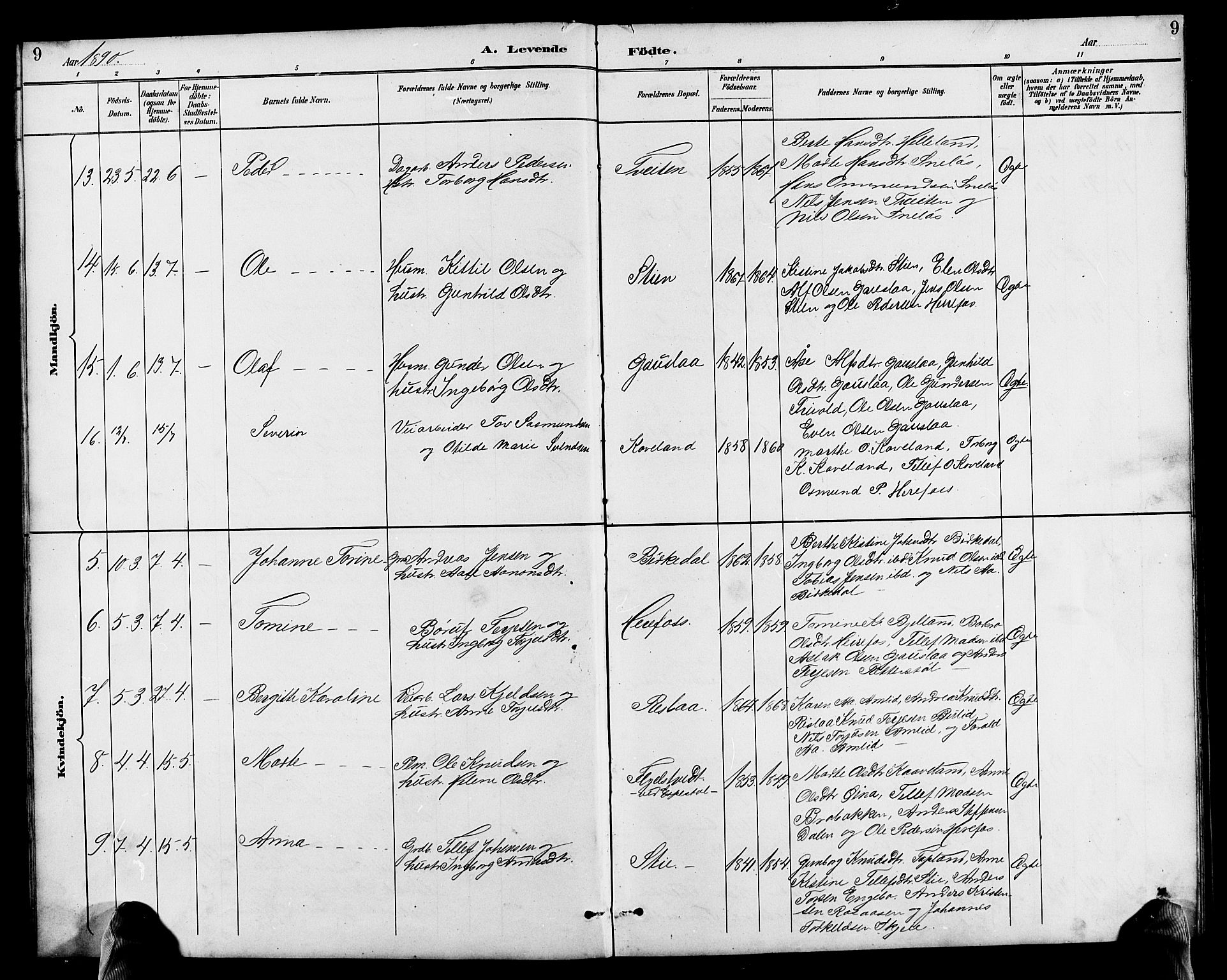 Herefoss sokneprestkontor, AV/SAK-1111-0019/F/Fb/Fba/L0003: Klokkerbok nr. B 3, 1887-1925, s. 9