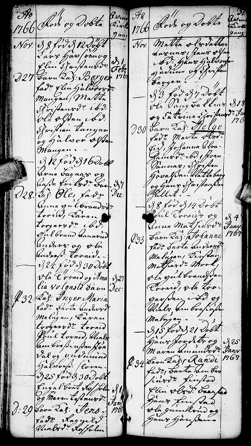 Aurskog prestekontor Kirkebøker, SAO/A-10304a/F/Fa/L0002: Ministerialbok nr. I 2, 1735-1766, s. 57