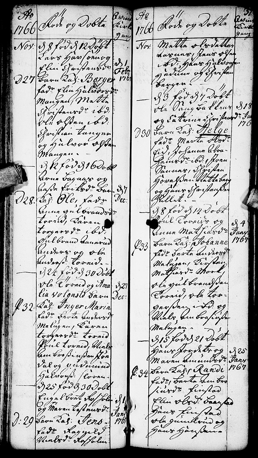 Aurskog prestekontor Kirkebøker, AV/SAO-A-10304a/F/Fa/L0002: Ministerialbok nr. I 2, 1735-1766, s. 57