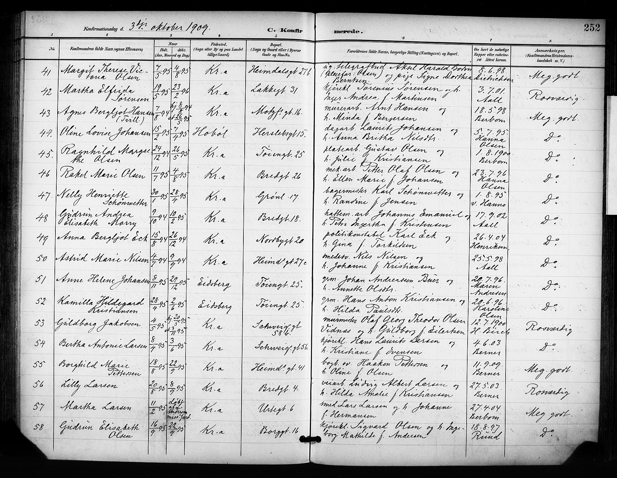 Grønland prestekontor Kirkebøker, AV/SAO-A-10848/F/Fa/L0015: Ministerialbok nr. 15, 1899-1919, s. 252
