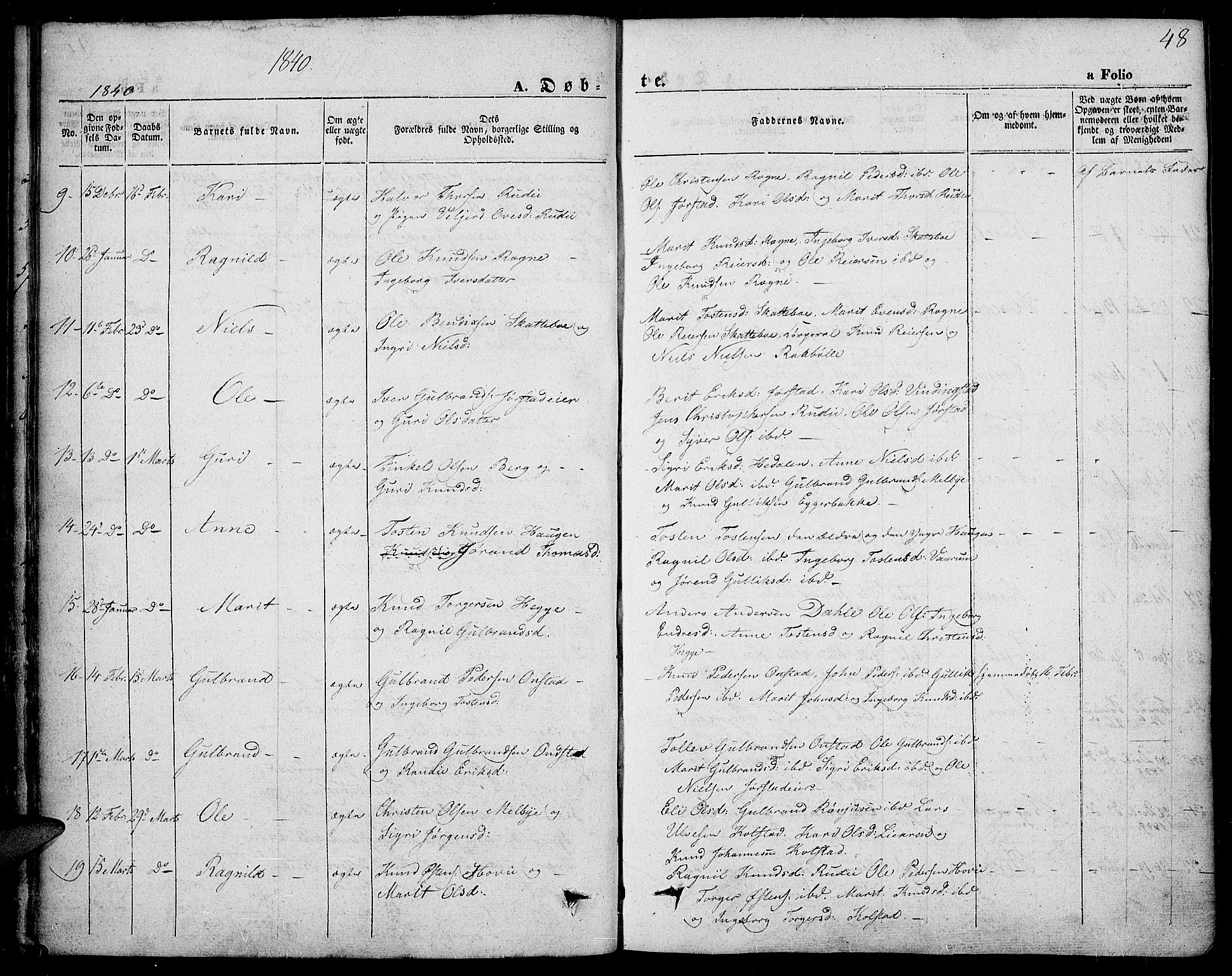 Slidre prestekontor, AV/SAH-PREST-134/H/Ha/Haa/L0004: Ministerialbok nr. 4, 1831-1848, s. 48