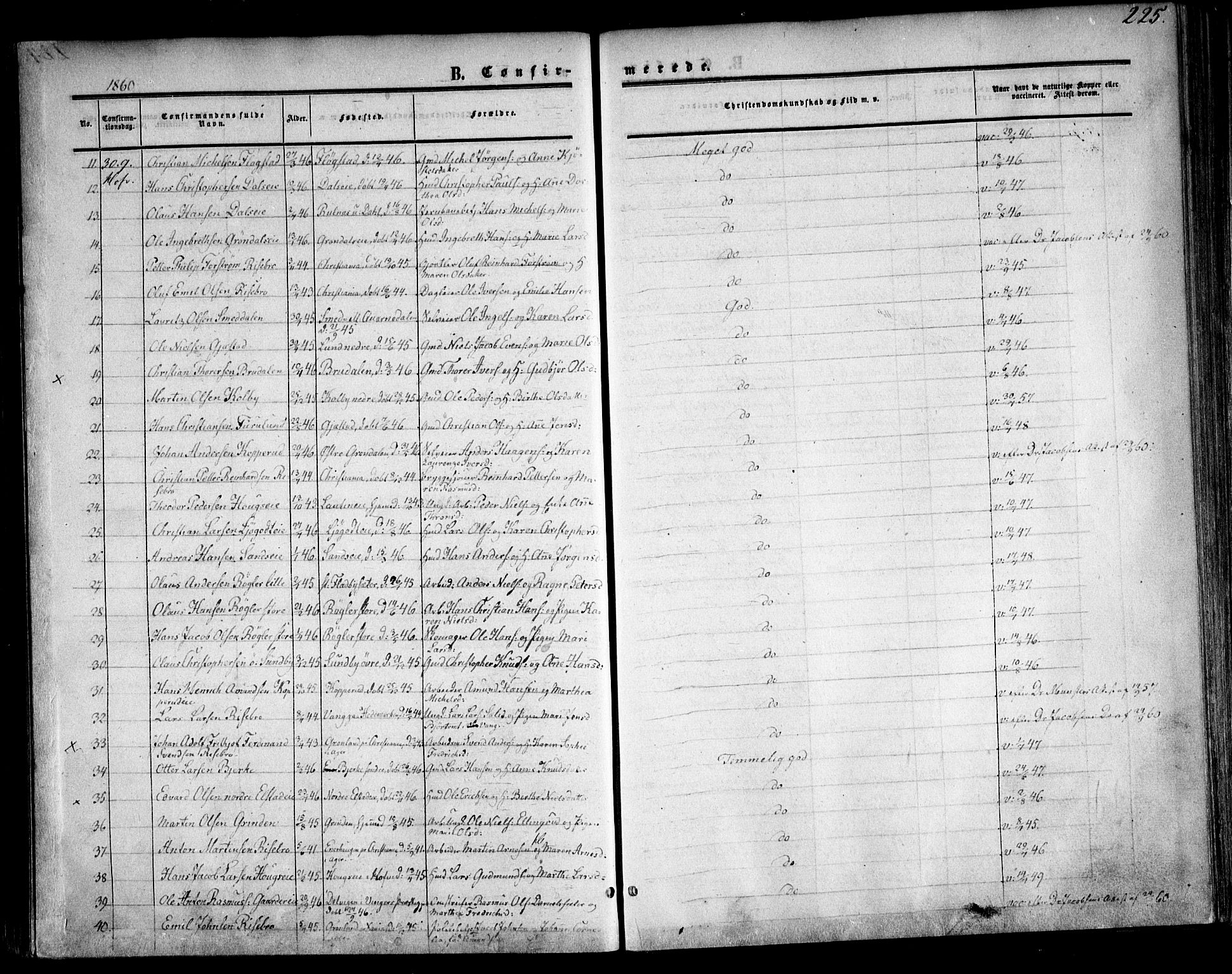 Ullensaker prestekontor Kirkebøker, AV/SAO-A-10236a/F/Fa/L0015.a: Ministerialbok nr. I 15A, 1851-1862, s. 225