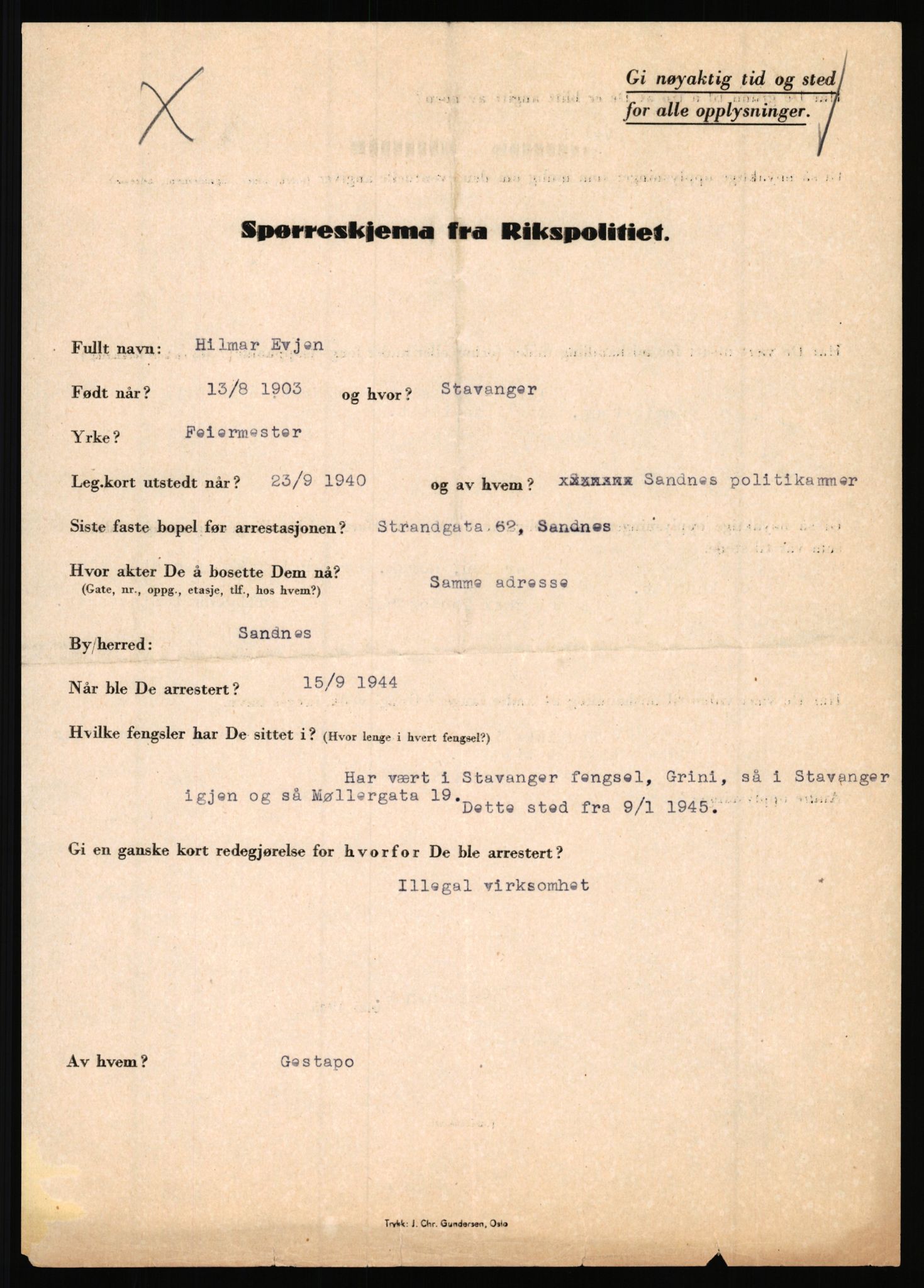 Rikspolitisjefen, AV/RA-S-1560/L/L0004: Eriksen, Alf - Geving, Øivind, 1940-1945, s. 295