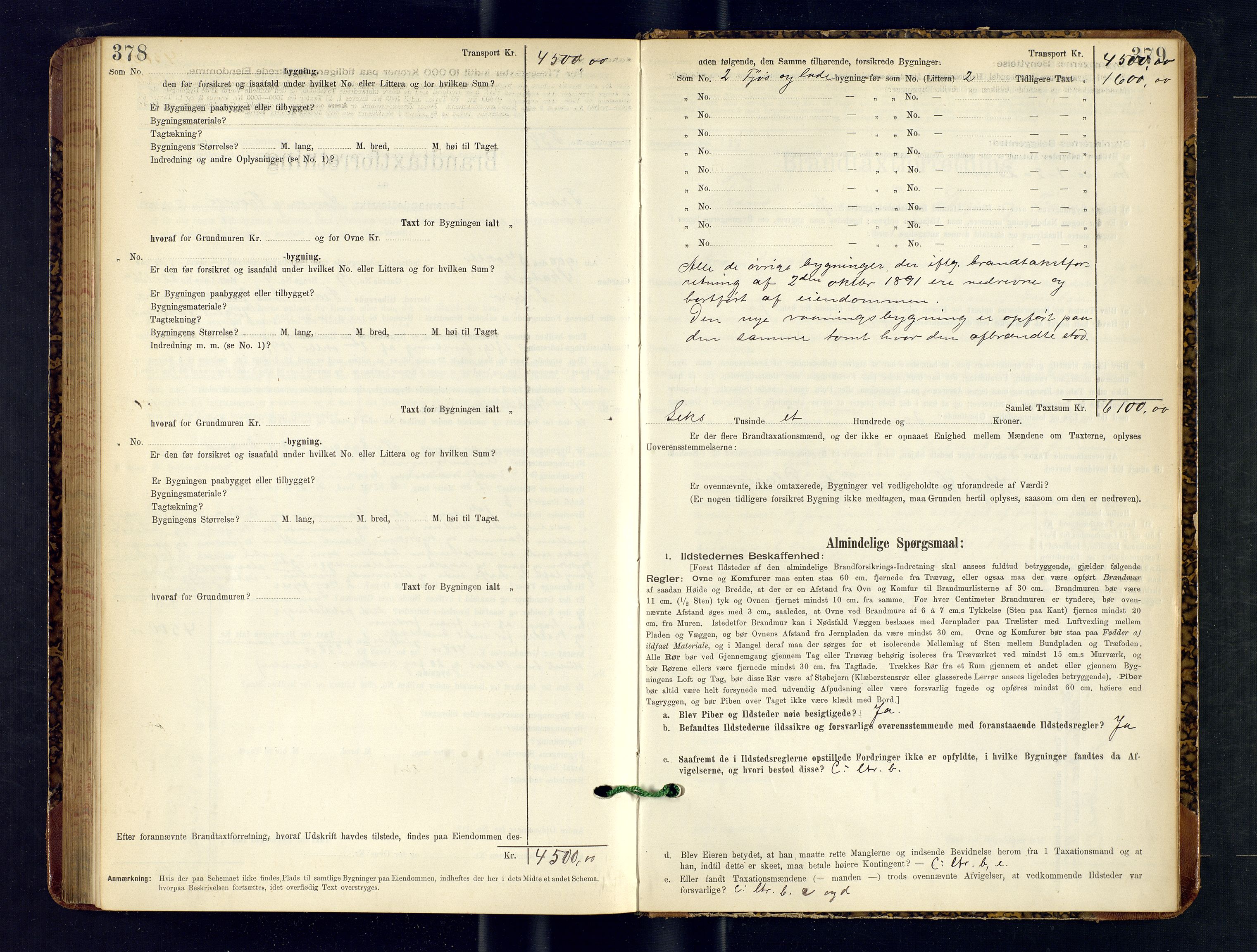 Tranøy lensmannskontor (Sørreisa lensmannskontor), AV/SATØ-SATØ-46/1/F/Fq/Fqc/L0249: Branntakstprotokoller, 1897-1900, s. 378-379