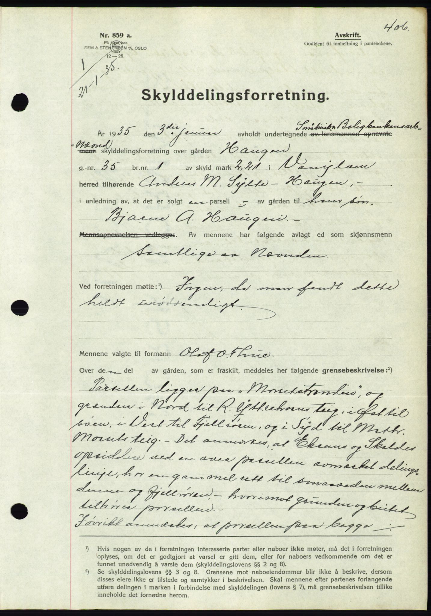 Søre Sunnmøre sorenskriveri, SAT/A-4122/1/2/2C/L0057: Pantebok nr. 51, 1934-1935, Tingl.dato: 21.01.1935