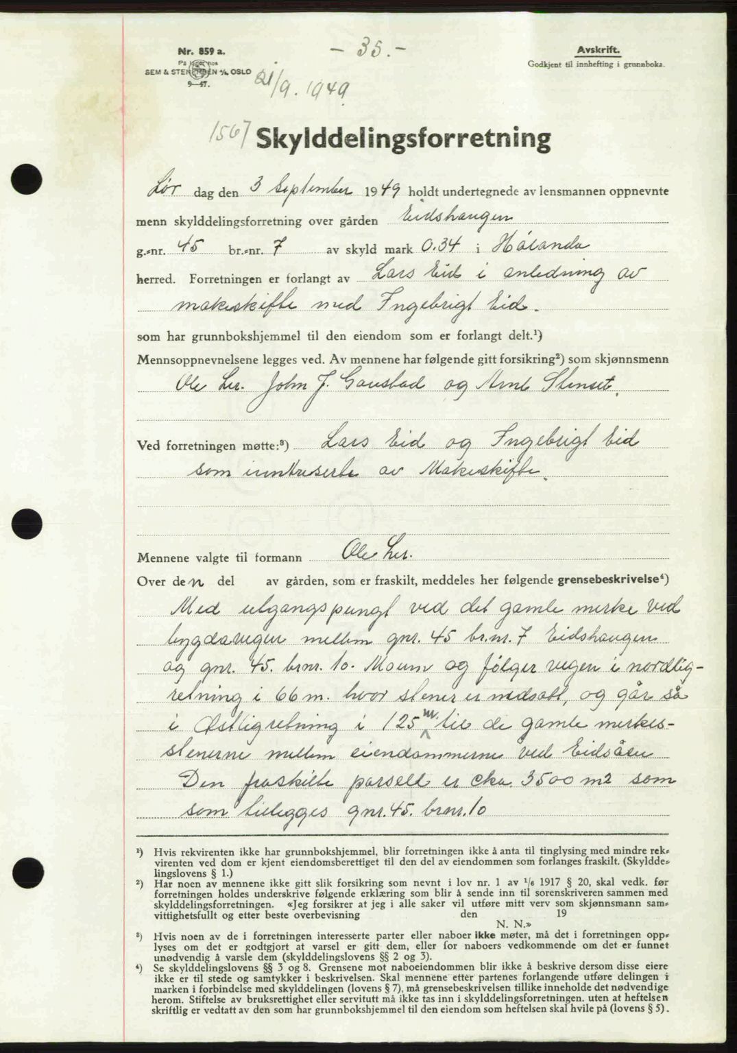 Gauldal sorenskriveri, SAT/A-0014/1/2/2C: Pantebok nr. A8, 1949-1949, Dagboknr: 1567/1949