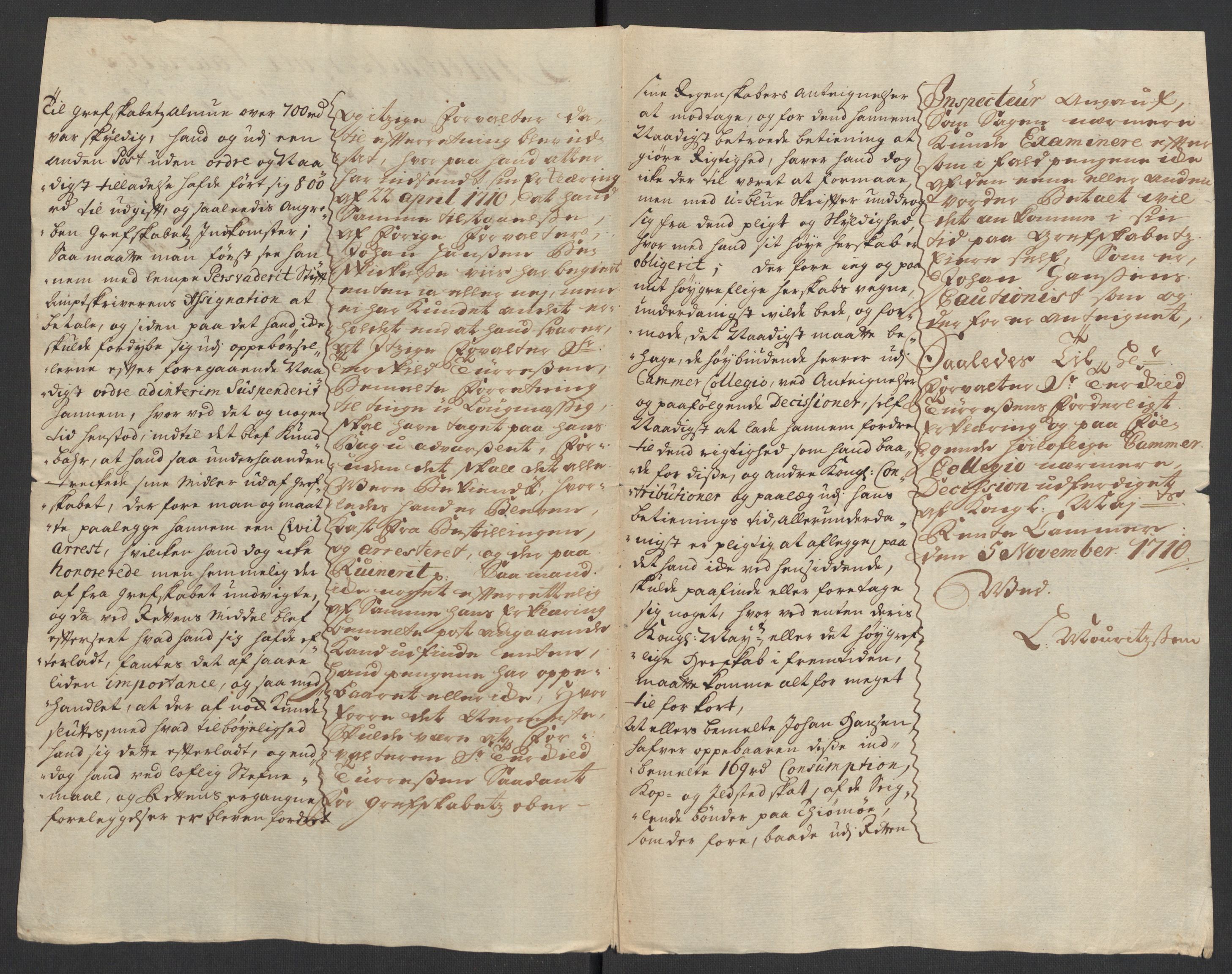 Rentekammeret inntil 1814, Reviderte regnskaper, Fogderegnskap, AV/RA-EA-4092/R33/L1981: Fogderegnskap Larvik grevskap, 1709-1710, s. 239