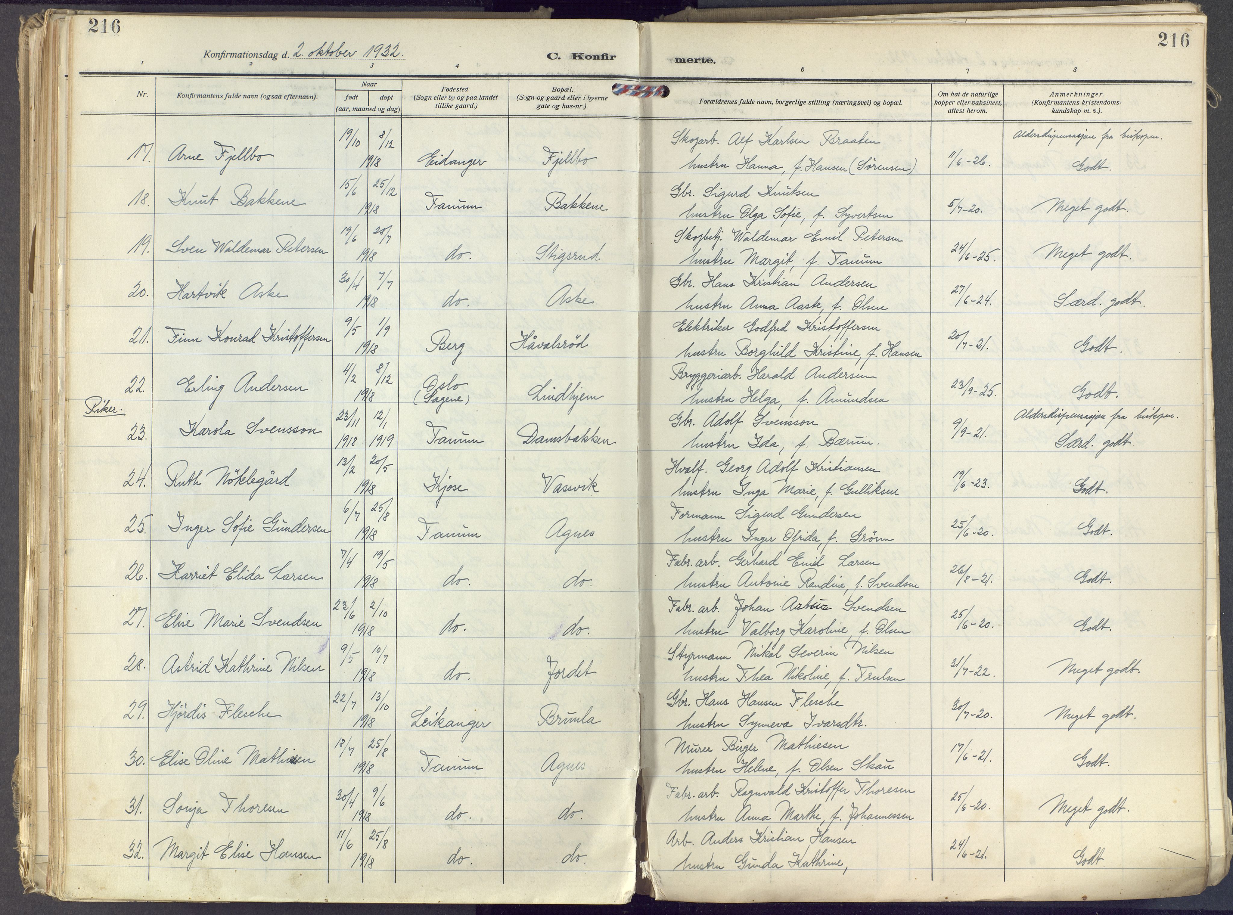Brunlanes kirkebøker, SAKO/A-342/F/Fc/L0004: Ministerialbok nr. III 4, 1923-1943, s. 216