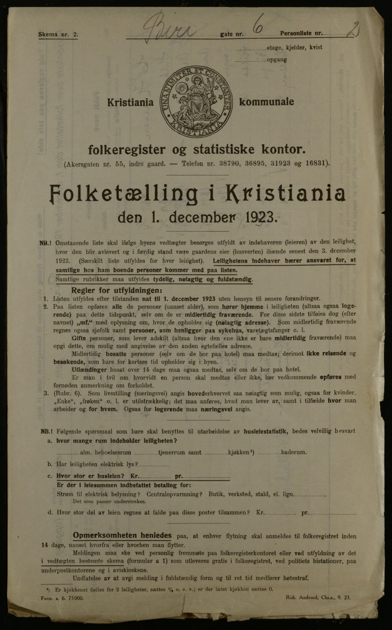 OBA, Kommunal folketelling 1.12.1923 for Kristiania, 1923, s. 6048