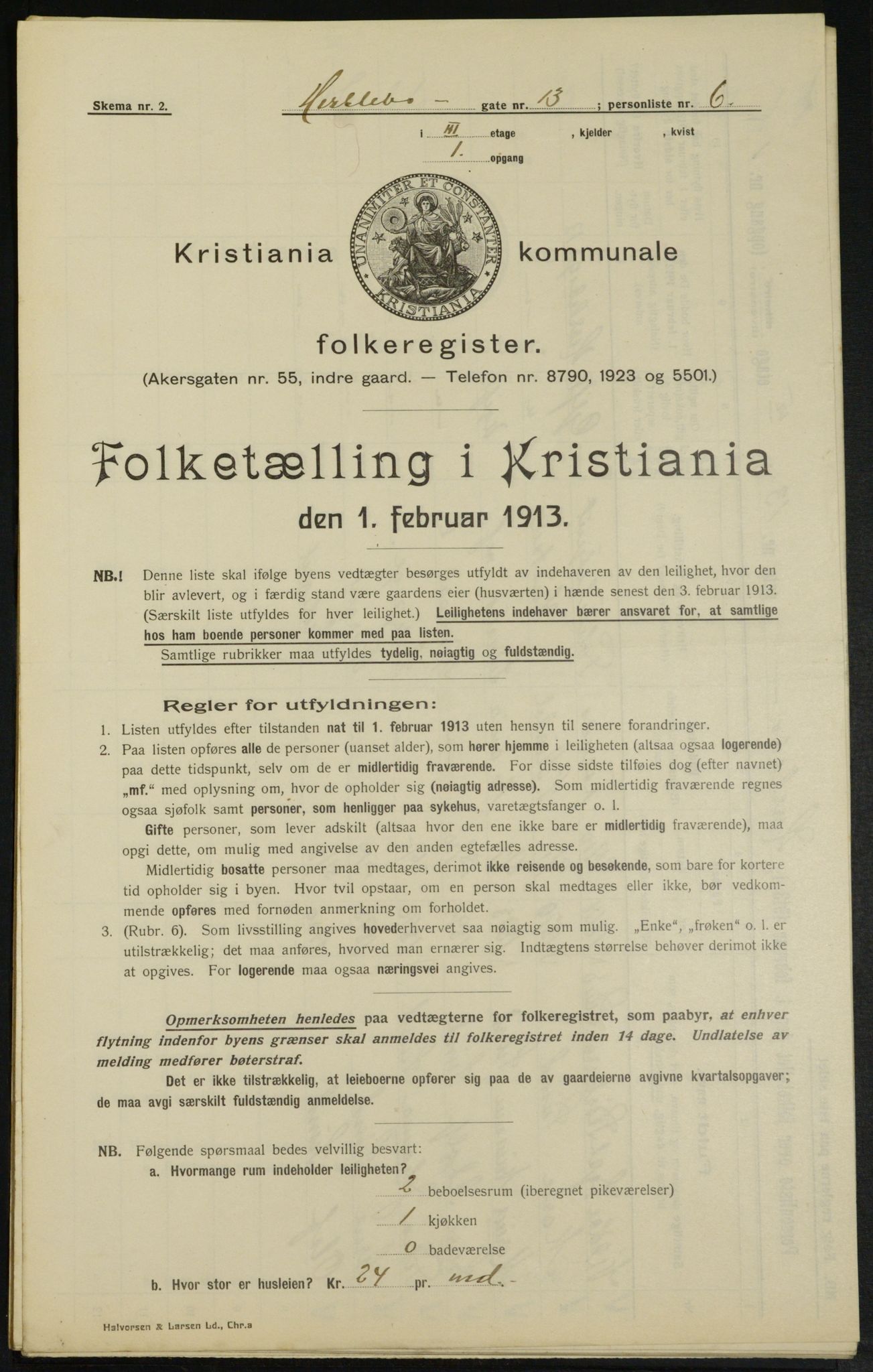 OBA, Kommunal folketelling 1.2.1913 for Kristiania, 1913, s. 39265