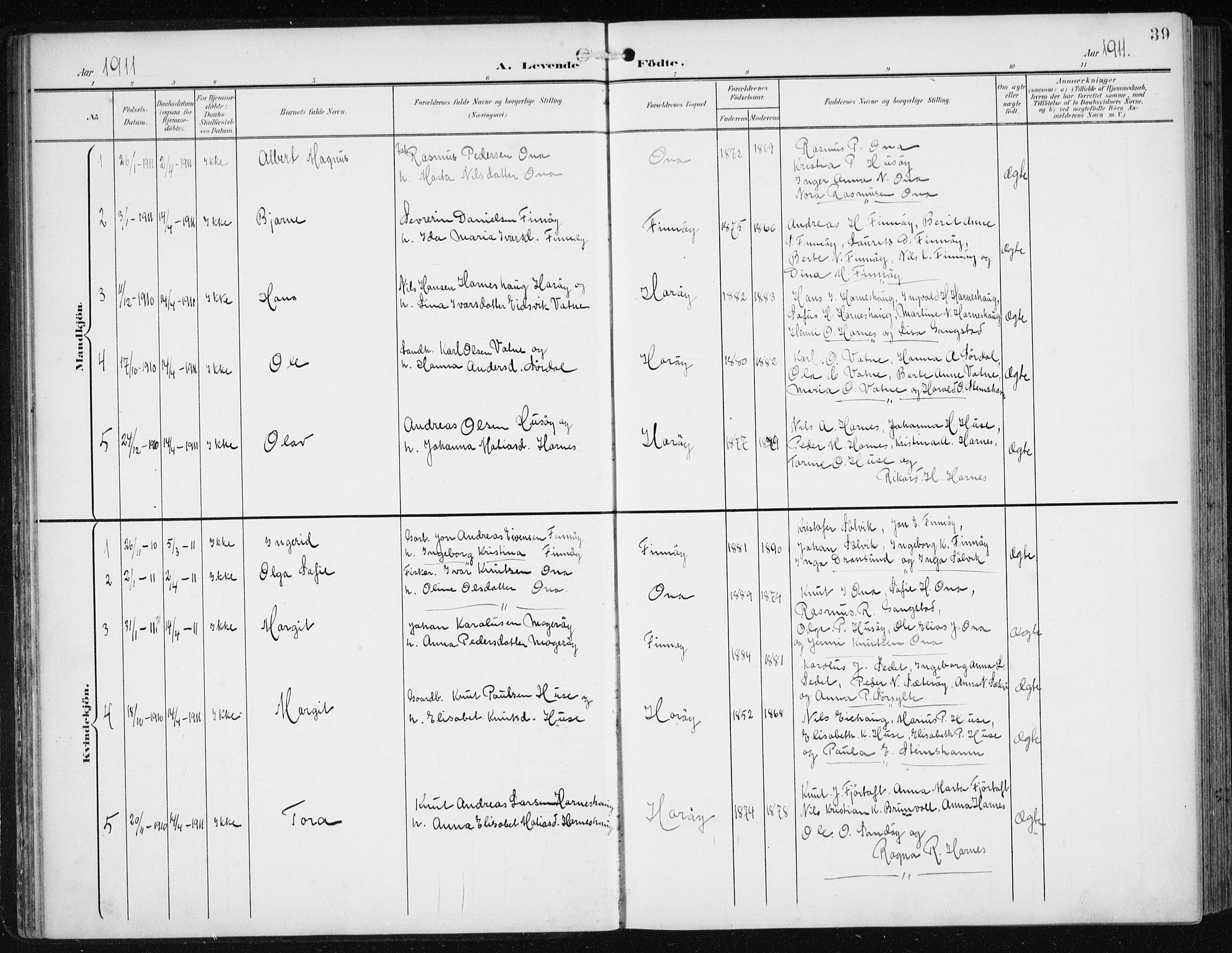 Ministerialprotokoller, klokkerbøker og fødselsregistre - Møre og Romsdal, SAT/A-1454/561/L0733: Klokkerbok nr. 561C03, 1900-1940, s. 39