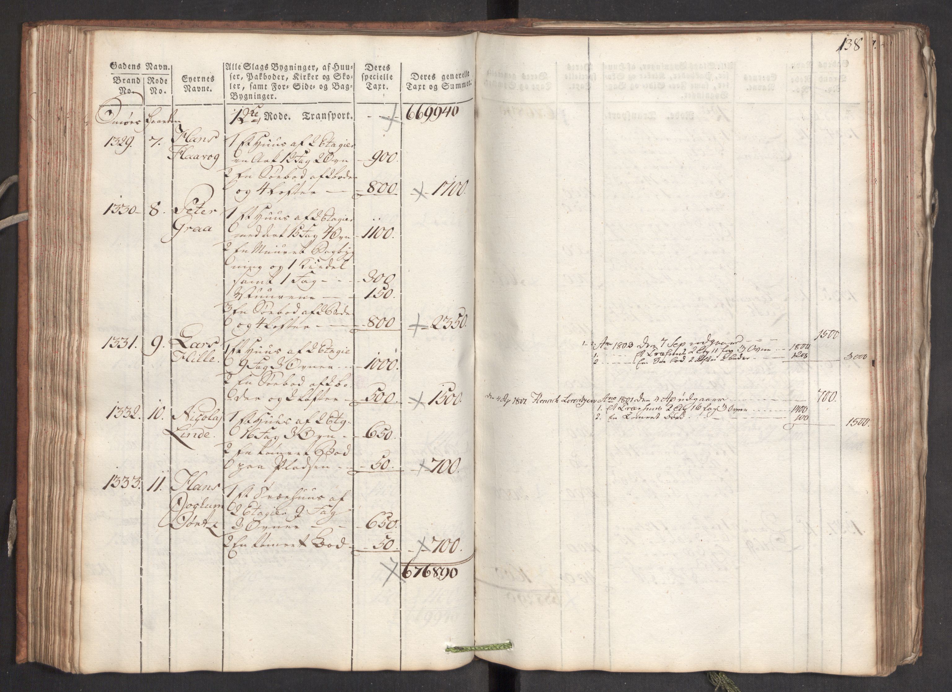 Kommersekollegiet, Brannforsikringskontoret 1767-1814, AV/RA-EA-5458/F/Fa/L0006/0001: Bergen / Branntakstprotokoll, 1797, s. 138