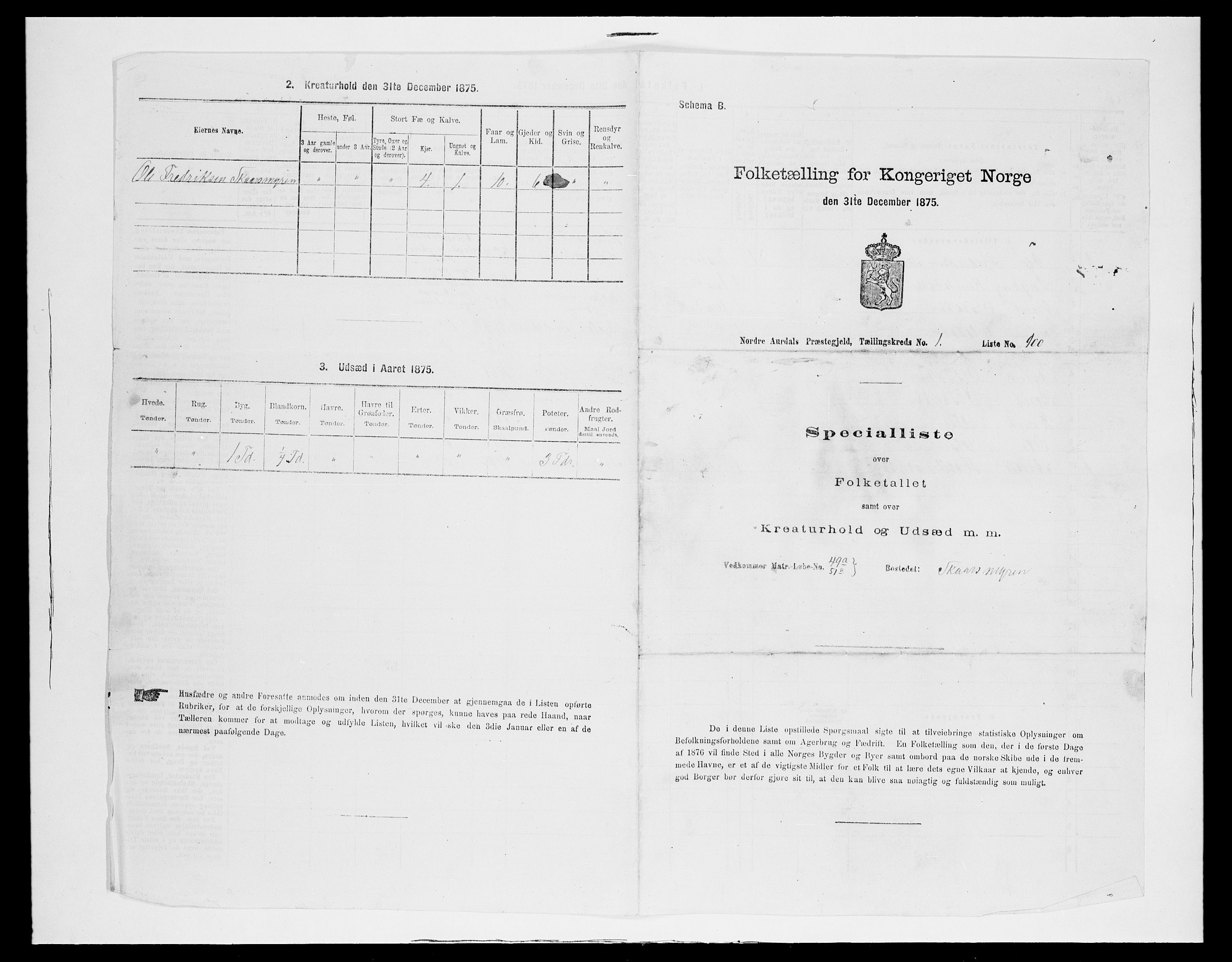 SAH, Folketelling 1875 for 0542P Nord-Aurdal prestegjeld, 1875, s. 319