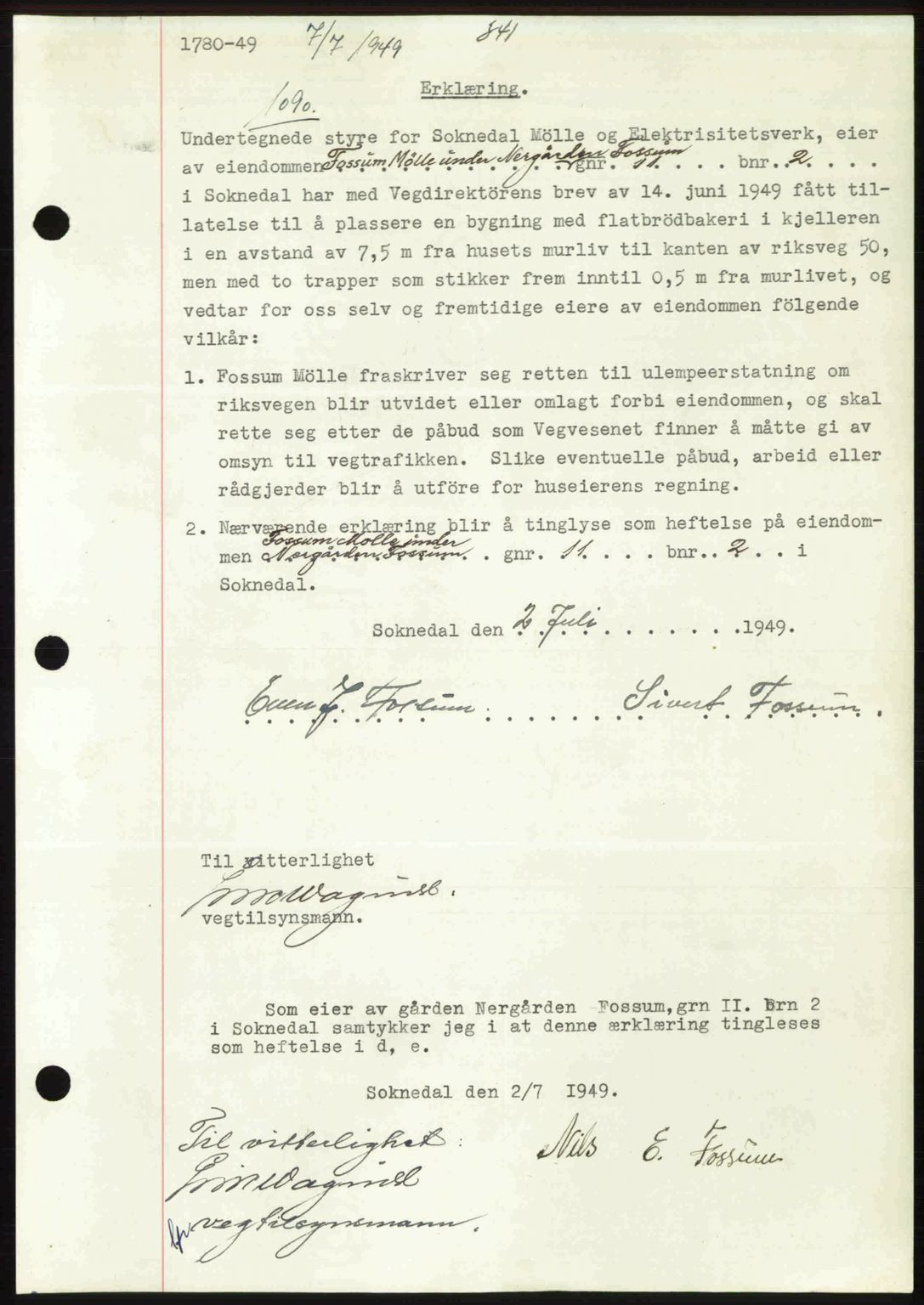 Gauldal sorenskriveri, SAT/A-0014/1/2/2C: Pantebok nr. A8, 1949-1949, Dagboknr: 1090/1949