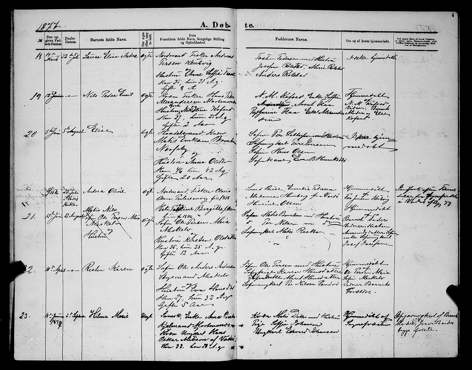 Nesseby sokneprestkontor, AV/SATØ-S-1330/H/Hb/L0004klokker: Klokkerbok nr. 4, 1877-1884, s. 4