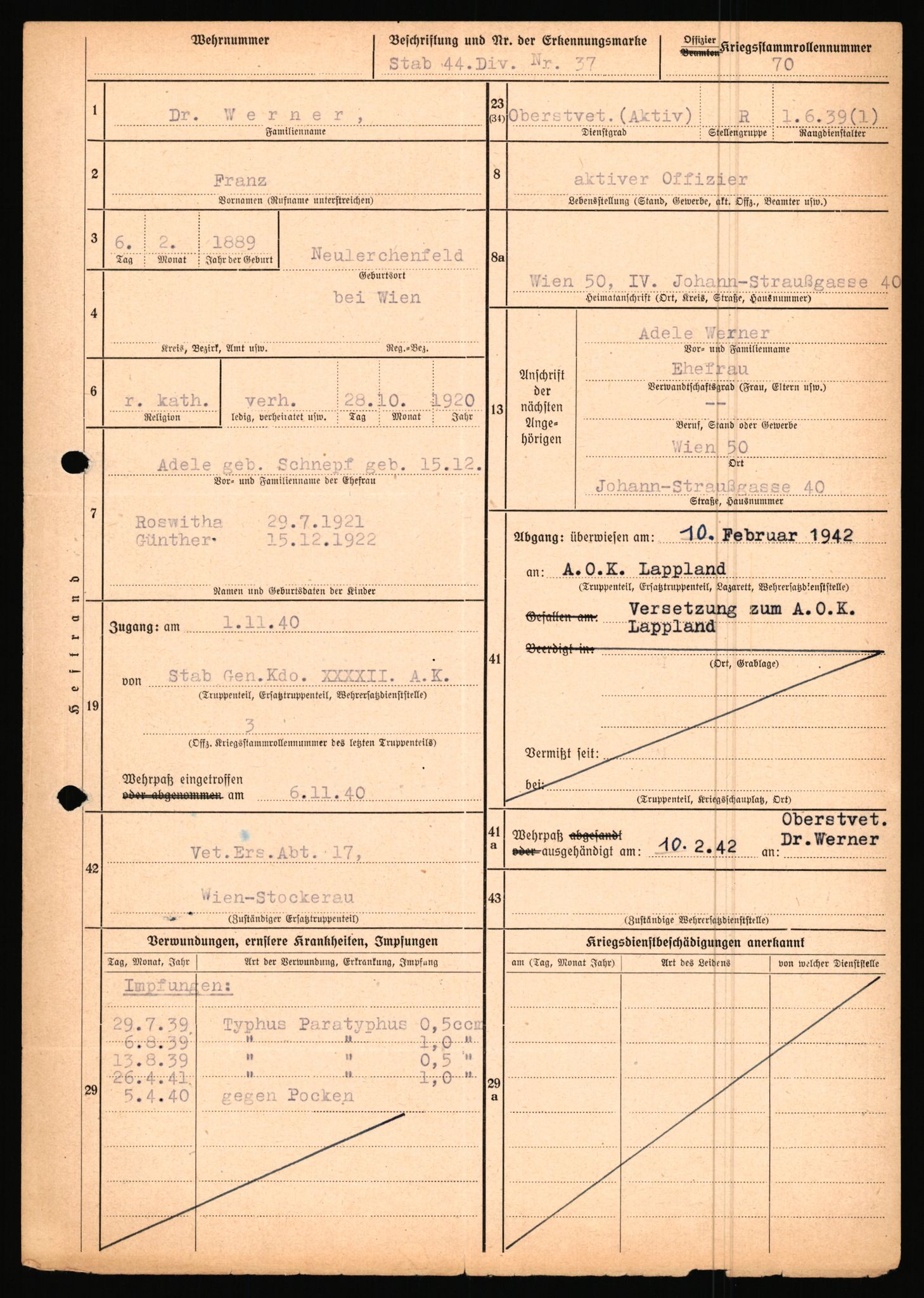 Forsvarets Overkommando. 2 kontor. Arkiv 11.4. Spredte tyske arkivsaker, AV/RA-RAFA-7031/D/Dar/Dara/L0019: Personalbøker og diverse, 1940-1945, s. 518