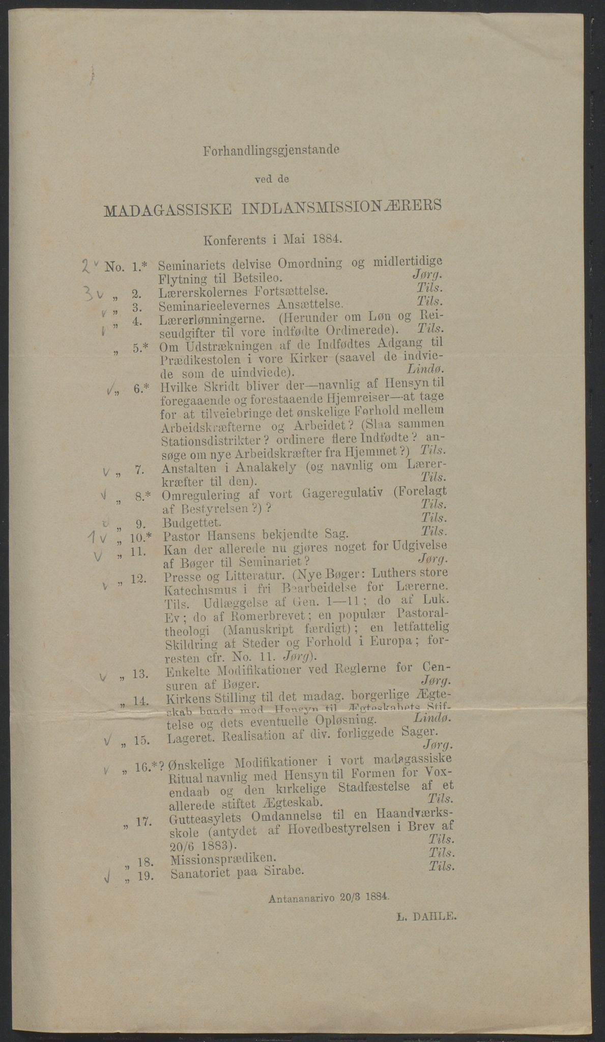 Det Norske Misjonsselskap - hovedadministrasjonen, VID/MA-A-1045/D/Da/Daa/L0036/0006: Konferansereferat og årsberetninger / Konferansereferat fra Madagaskar Innland., 1884