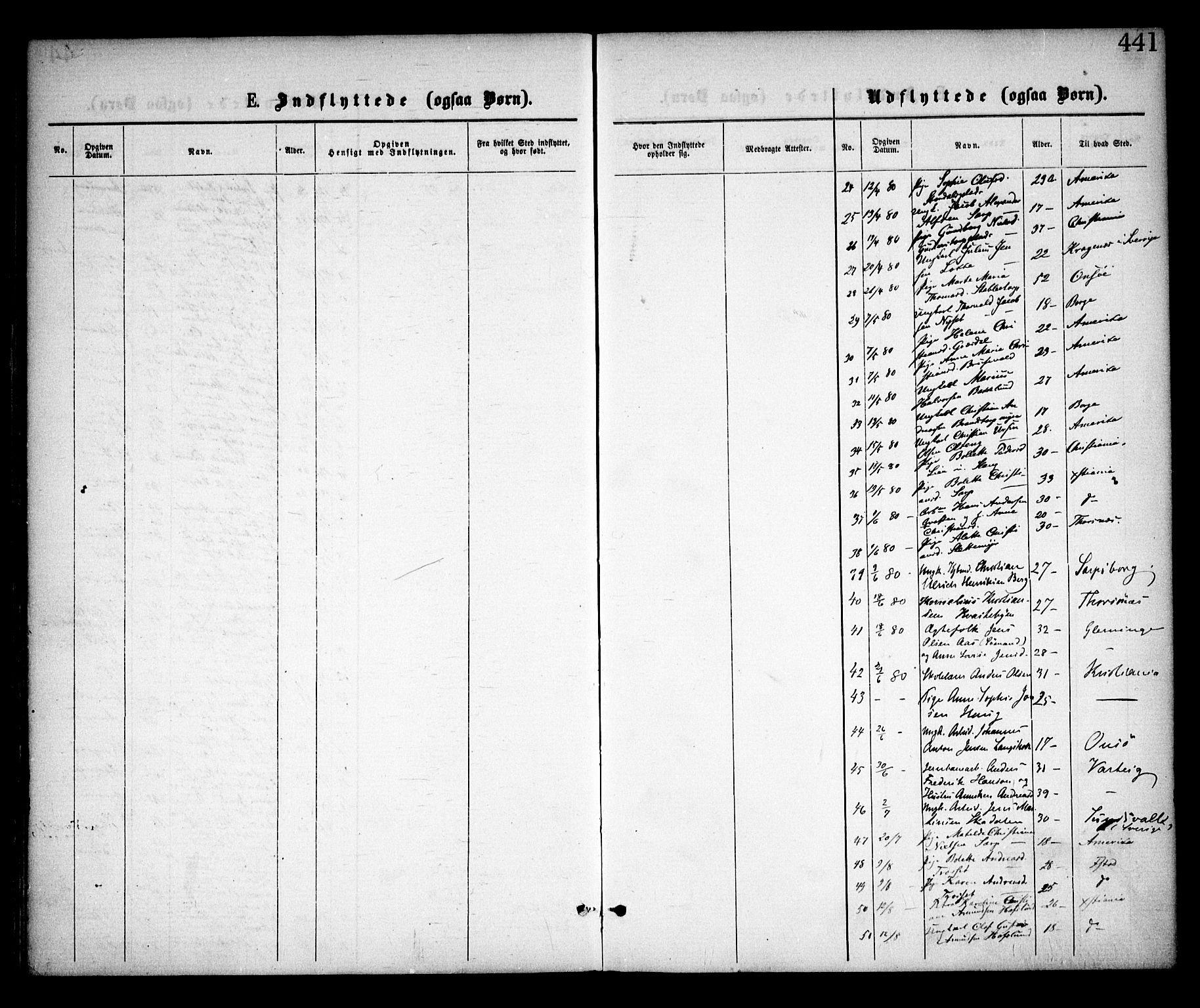 Skjeberg prestekontor Kirkebøker, SAO/A-10923/F/Fa/L0008: Ministerialbok nr. I 8, 1869-1885, s. 441