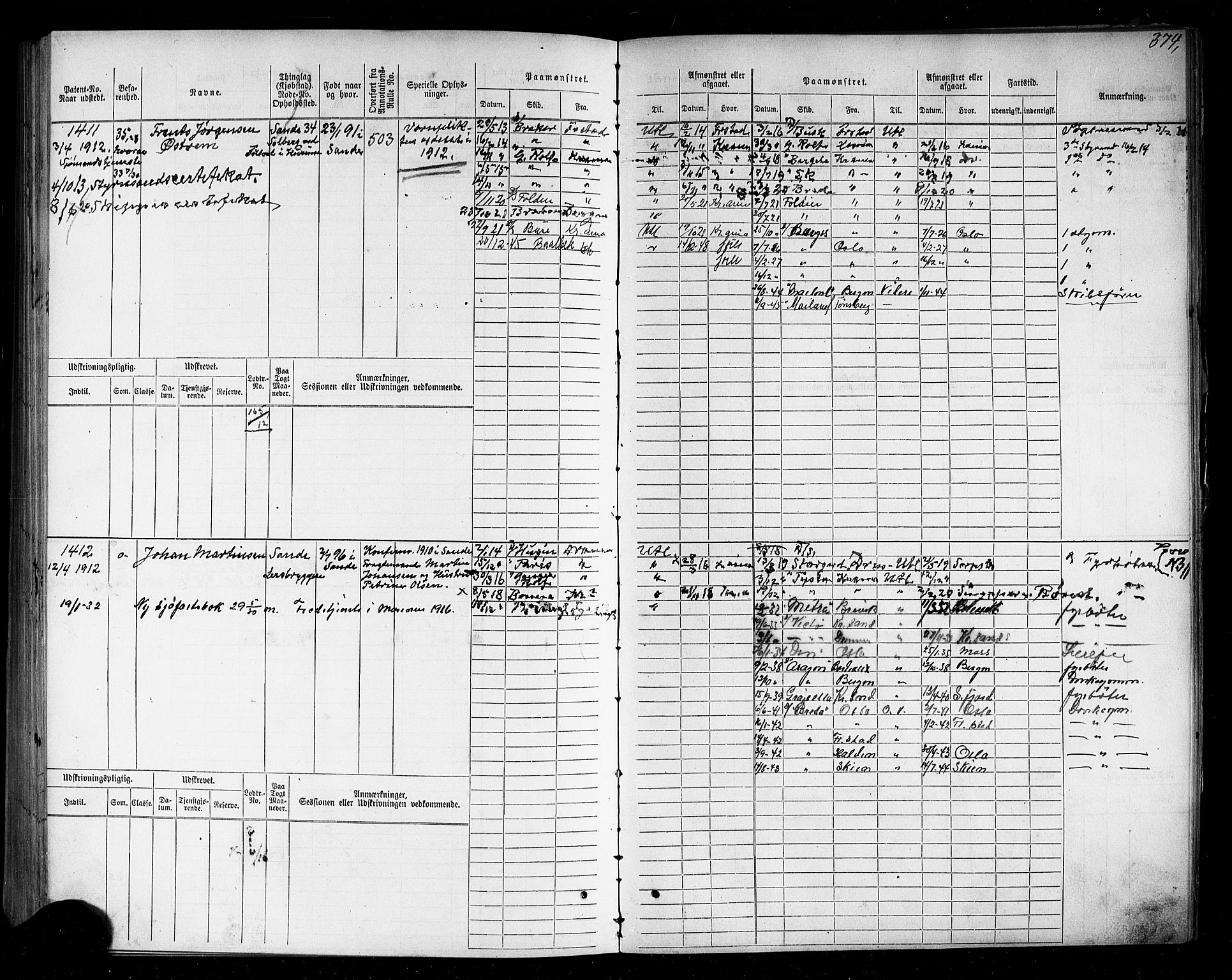 Holmestrand innrulleringskontor, SAKO/A-1151/F/Fc/L0003: Hovedrulle, 1872-1921, s. 382