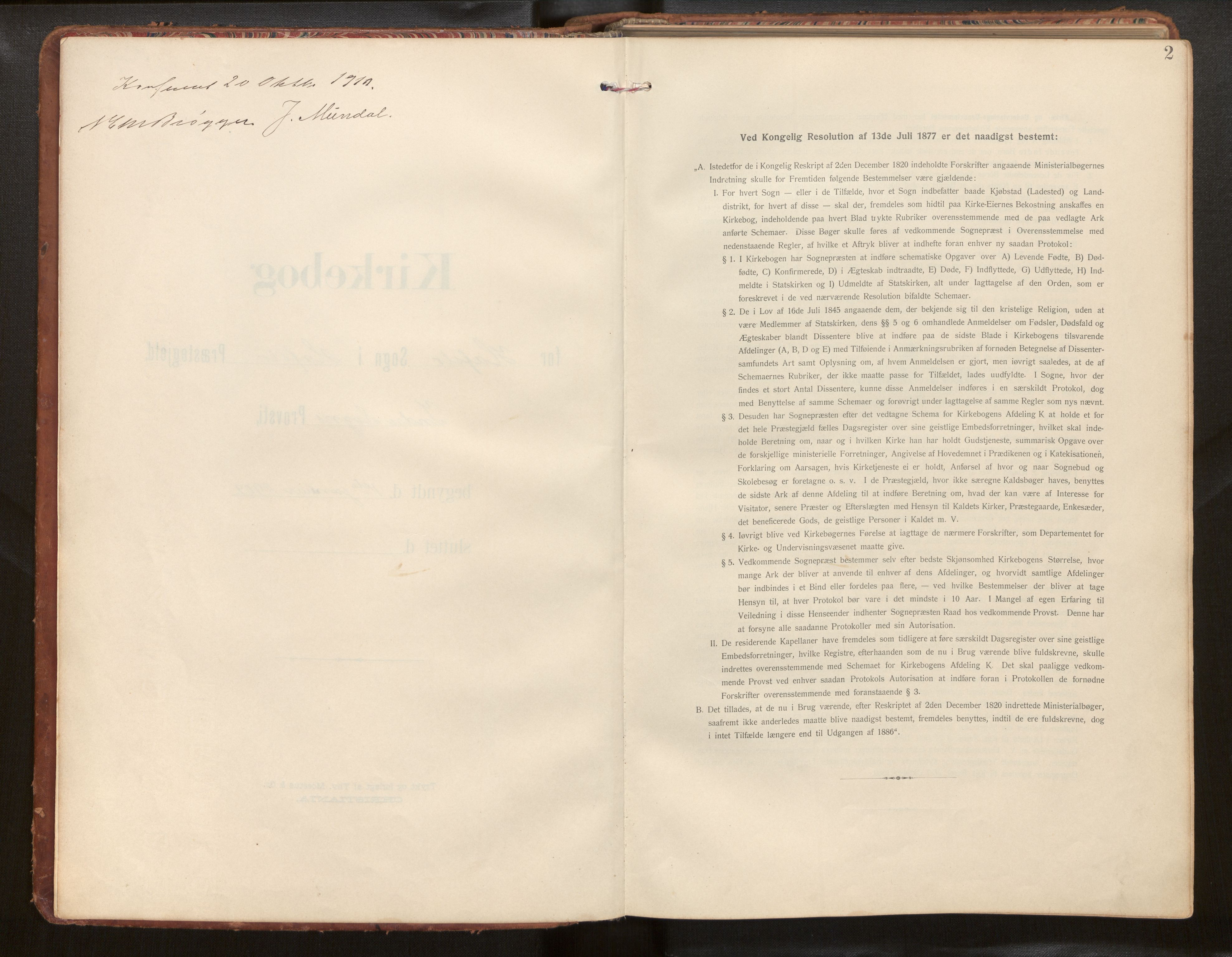 Hafslo sokneprestembete, AV/SAB-A-80301/H/Hab/Habb/L0002: Klokkerbok nr. B 2, 1909-1947, s. 2