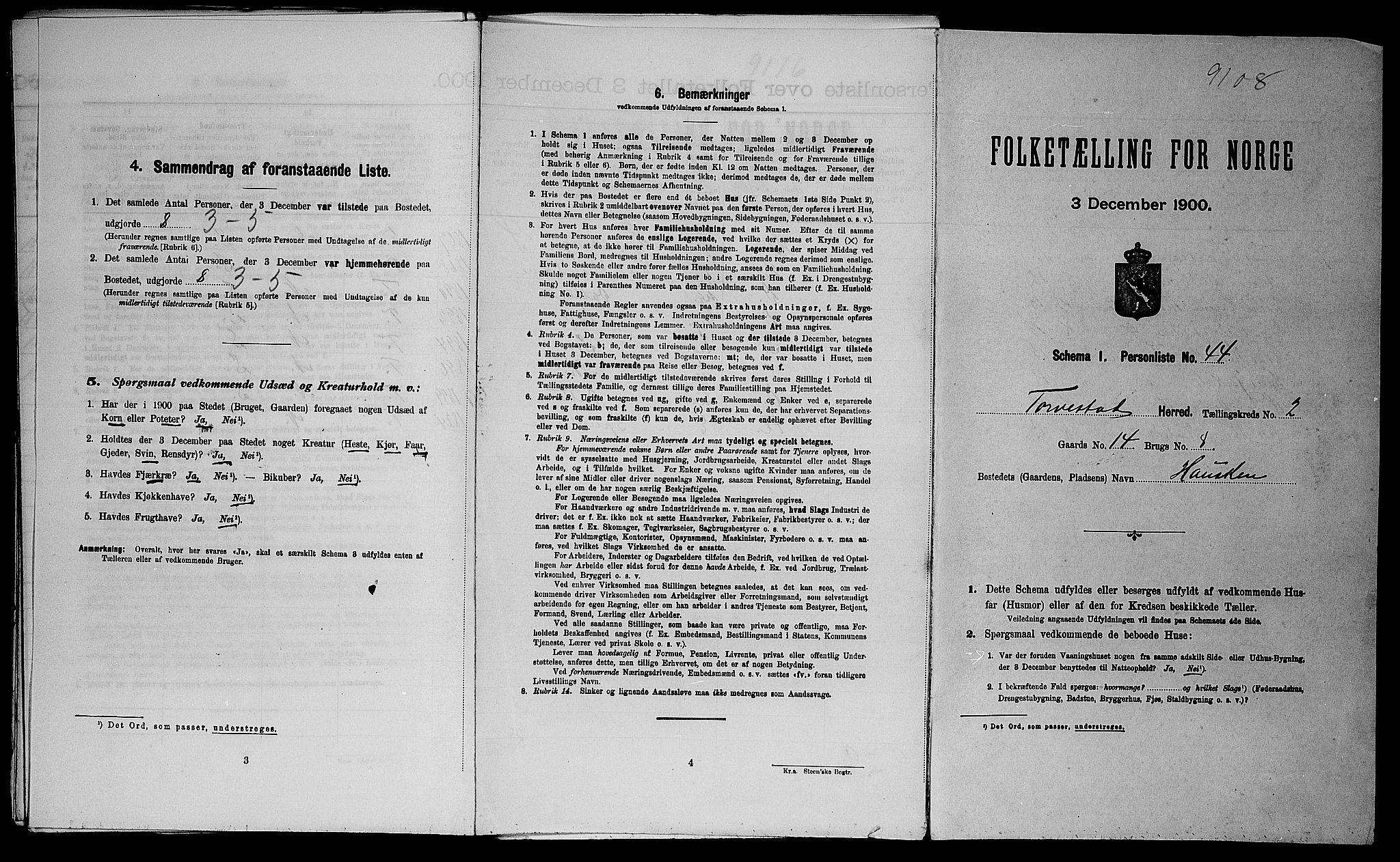 SAST, Folketelling 1900 for 1152 Torvastad herred, 1900, s. 329