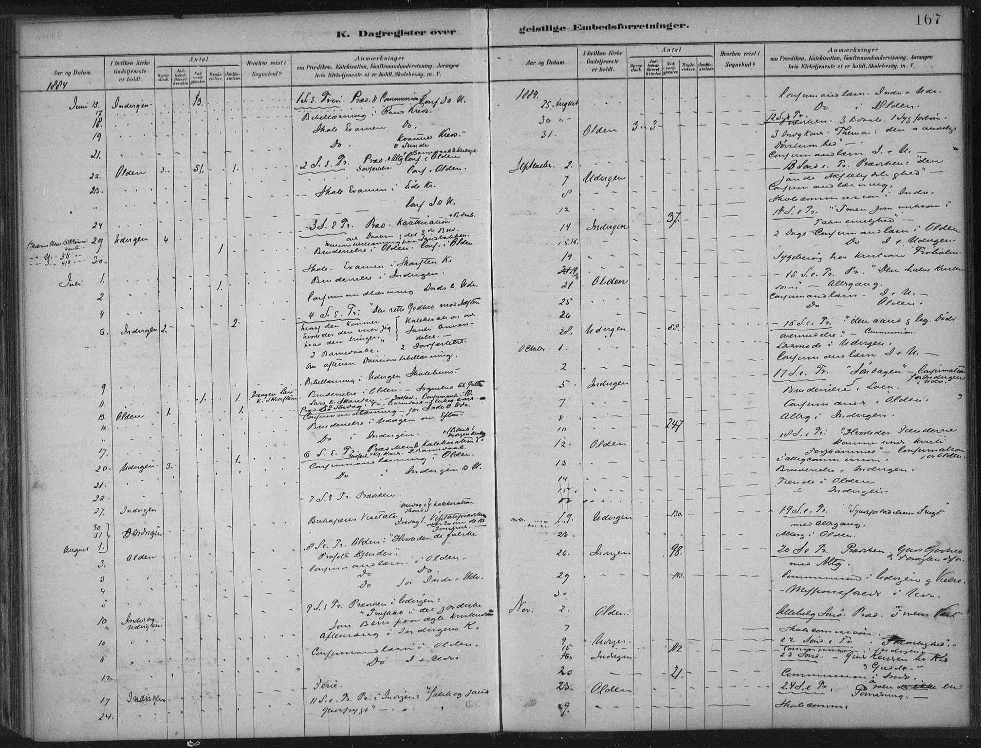 Innvik sokneprestembete, AV/SAB-A-80501: Ministerialbok nr. B  1, 1879-1902, s. 167