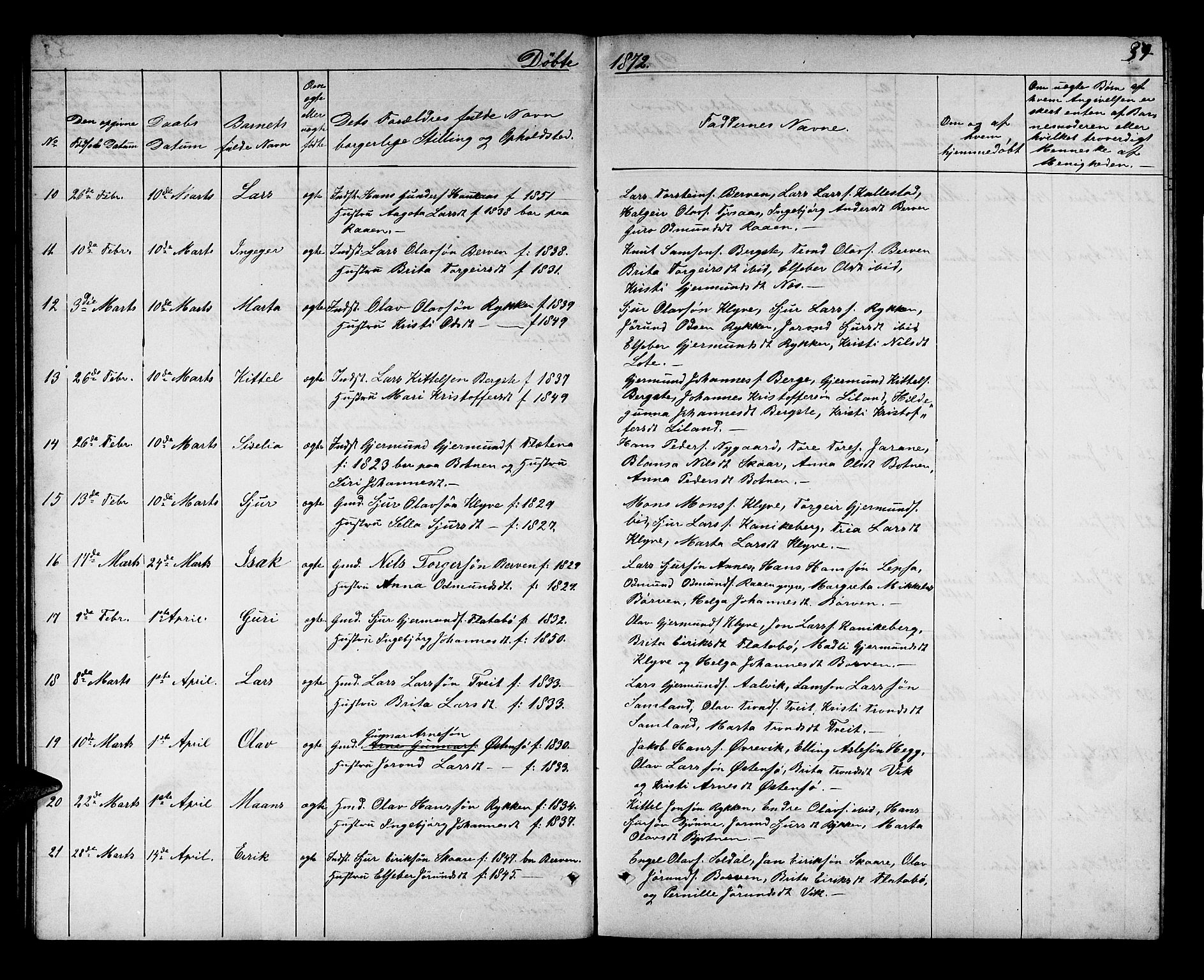 Kvam sokneprestembete, AV/SAB-A-76201/H/Hab: Klokkerbok nr. C 2, 1863-1880, s. 34