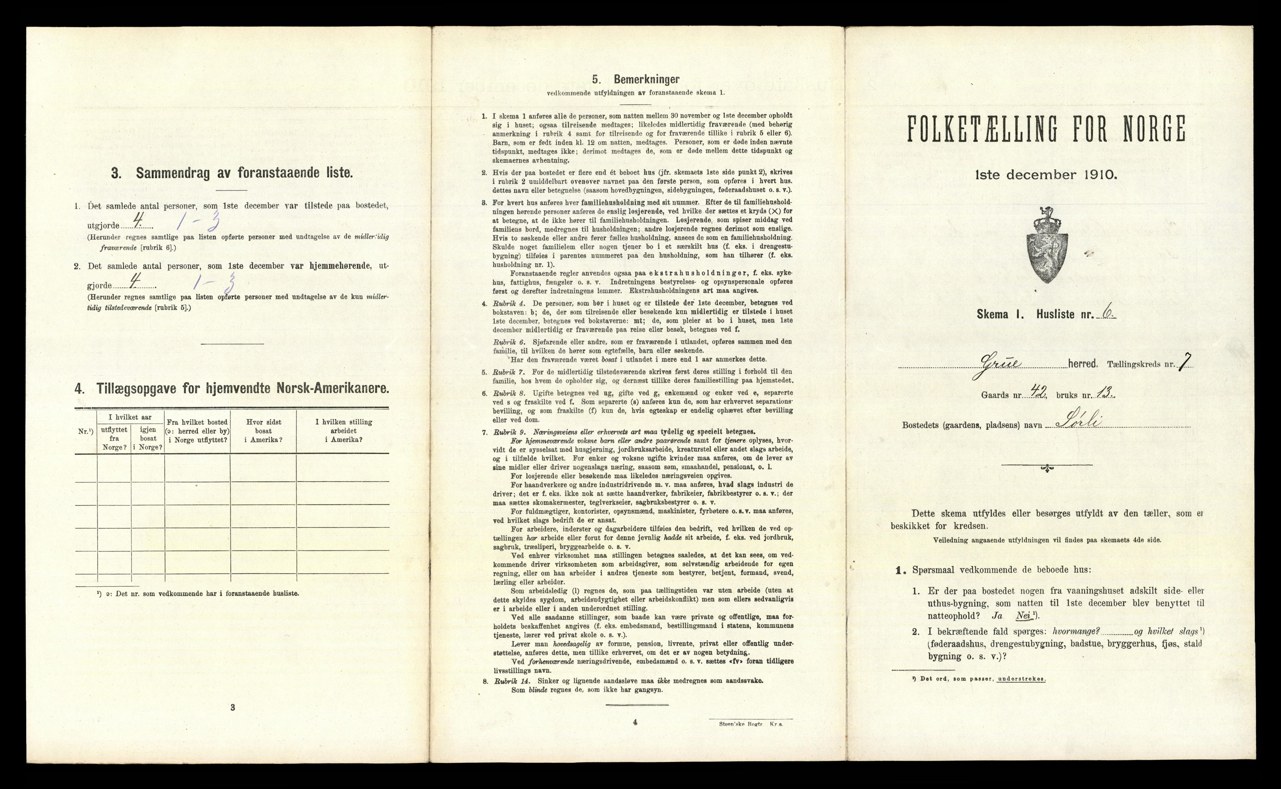 RA, Folketelling 1910 for 0423 Grue herred, 1910, s. 1123