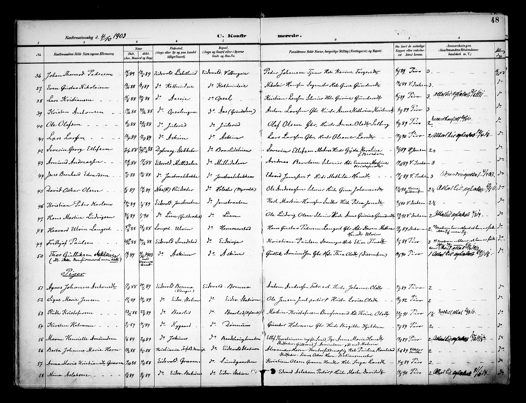 Eidsvoll prestekontor Kirkebøker, AV/SAO-A-10888/F/Fa/L0005: Ministerialbok nr. I 5, 1896-1906, s. 48