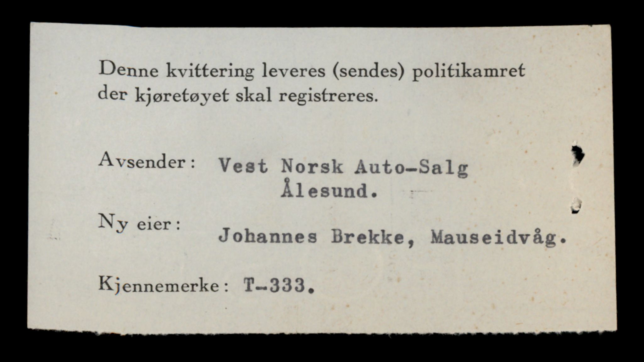 Møre og Romsdal vegkontor - Ålesund trafikkstasjon, SAT/A-4099/F/Fe/L0003: Registreringskort for kjøretøy T 232 - T 340, 1927-1998, s. 2563