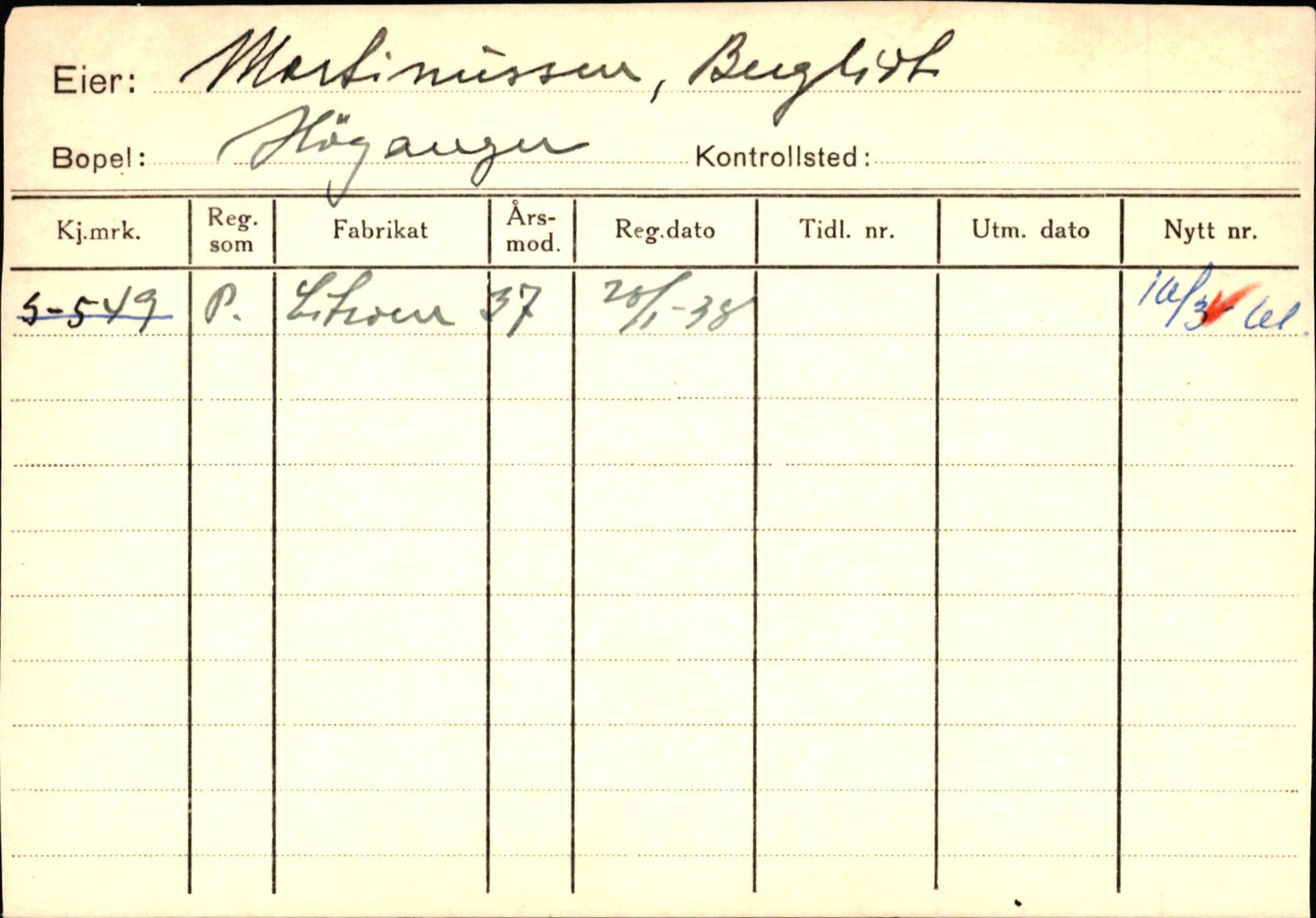 Statens vegvesen, Sogn og Fjordane vegkontor, SAB/A-5301/4/F/L0130: Eigarregister Eid T-Å. Høyanger A-O, 1945-1975, s. 2092