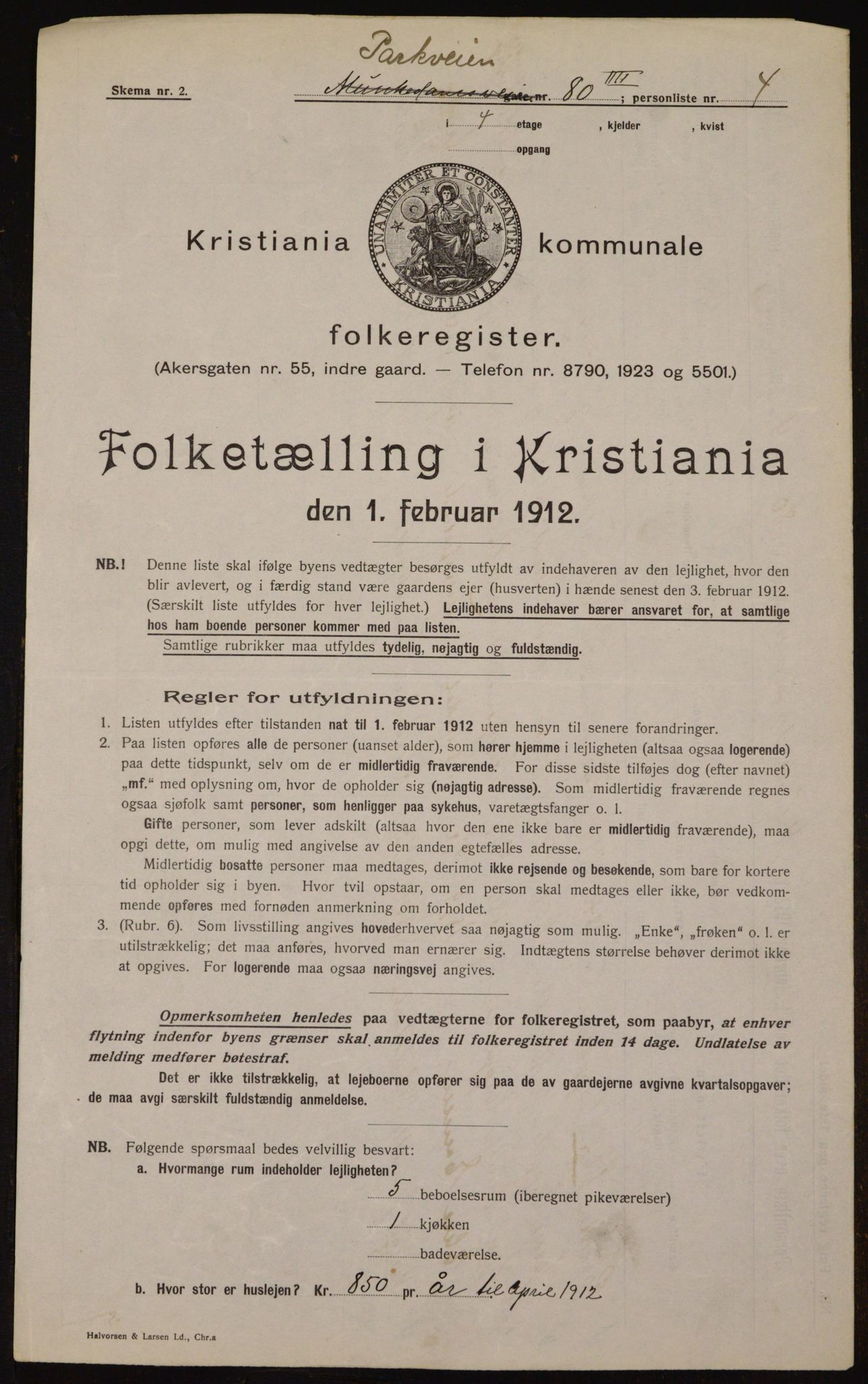 OBA, Kommunal folketelling 1.2.1912 for Kristiania, 1912, s. 79119