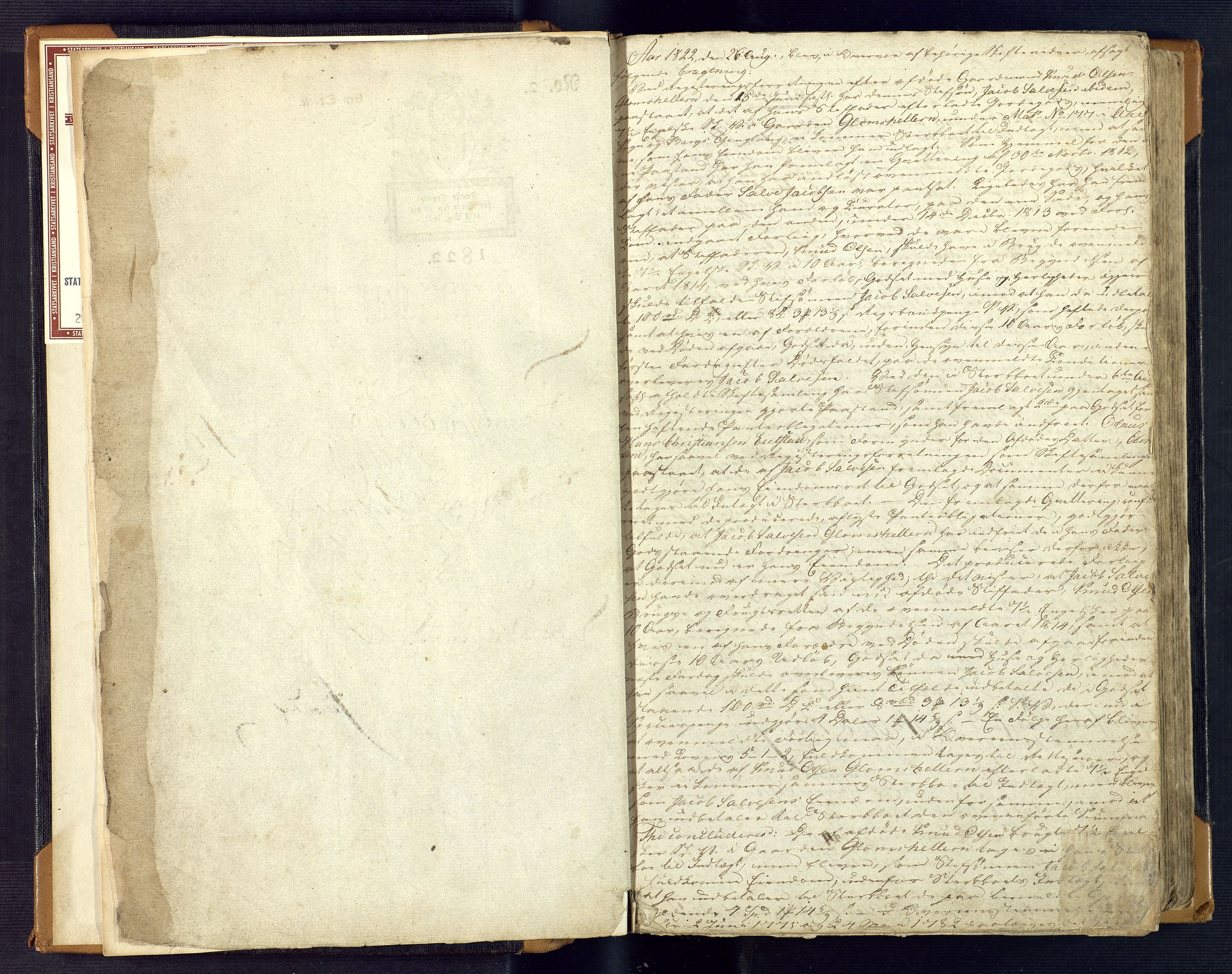 Lyngdal sorenskriveri, AV/SAK-1221-0004/H/Hc/L0867: Skiftebehandlingsprotokoll nr. 2a, 1822-1832, s. 1b-2a
