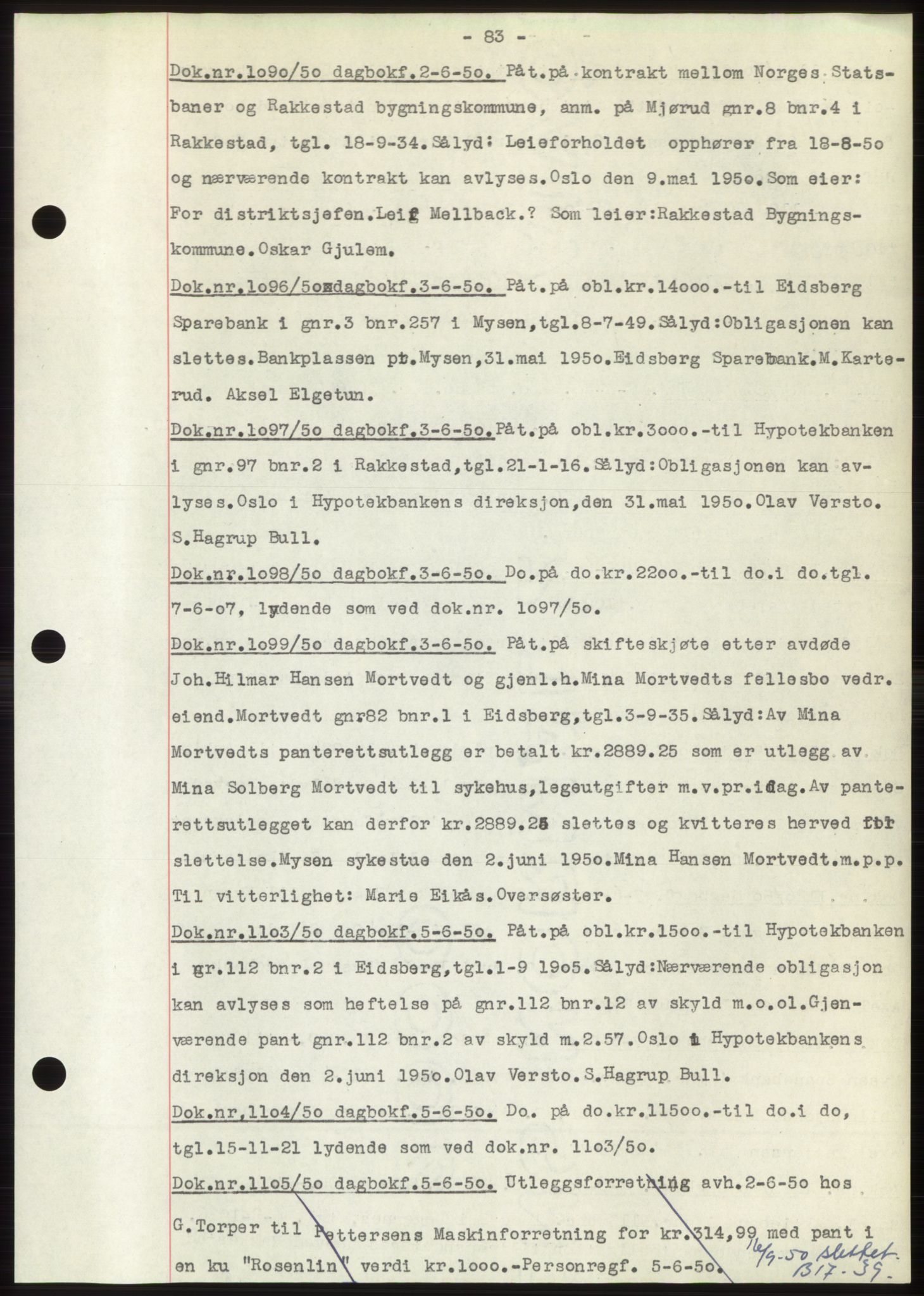 Rakkestad sorenskriveri, SAO/A-10686/G/Gb/Gba/Gbac/L0012: Pantebok nr. B1-4 og B16-20, 1949-1950, Dagboknr: 1090/1950
