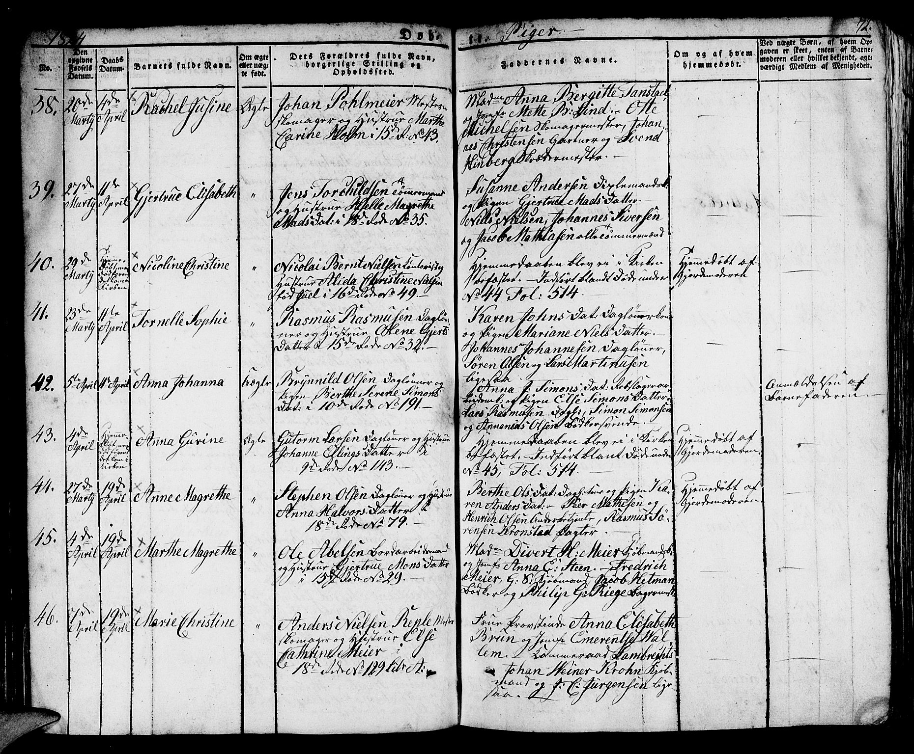 Domkirken sokneprestembete, AV/SAB-A-74801/H/Hab/L0005: Klokkerbok nr. A 5, 1821-1830, s. 72