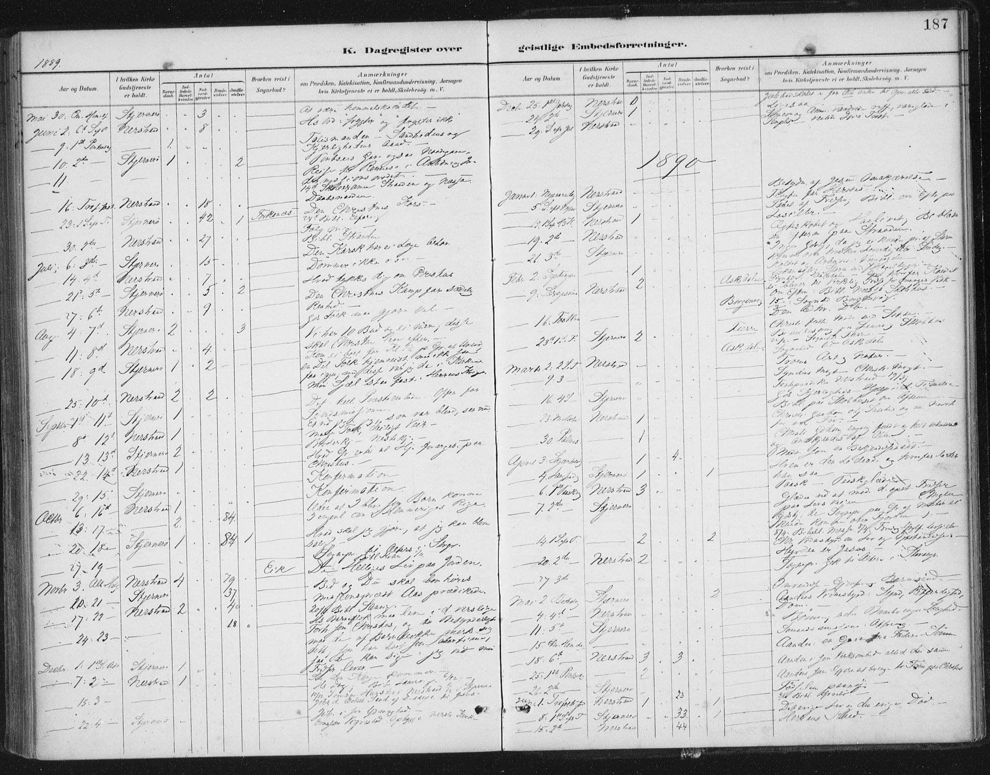 Nedstrand sokneprestkontor, AV/SAST-A-101841/01/IV: Ministerialbok nr. A 13, 1887-1915, s. 187