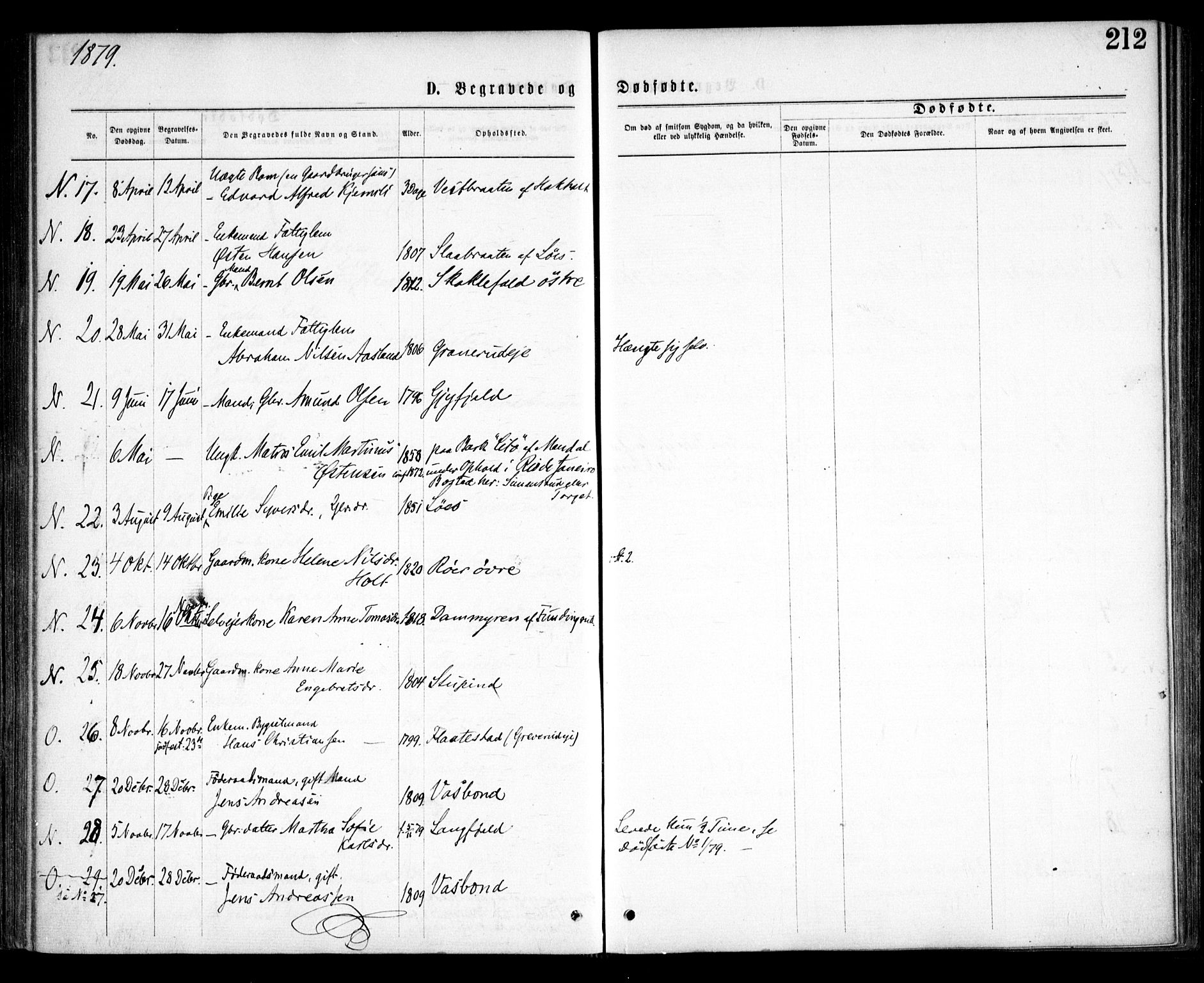 Nesodden prestekontor Kirkebøker, AV/SAO-A-10013/F/Fa/L0008: Ministerialbok nr. I 8, 1869-1879, s. 212