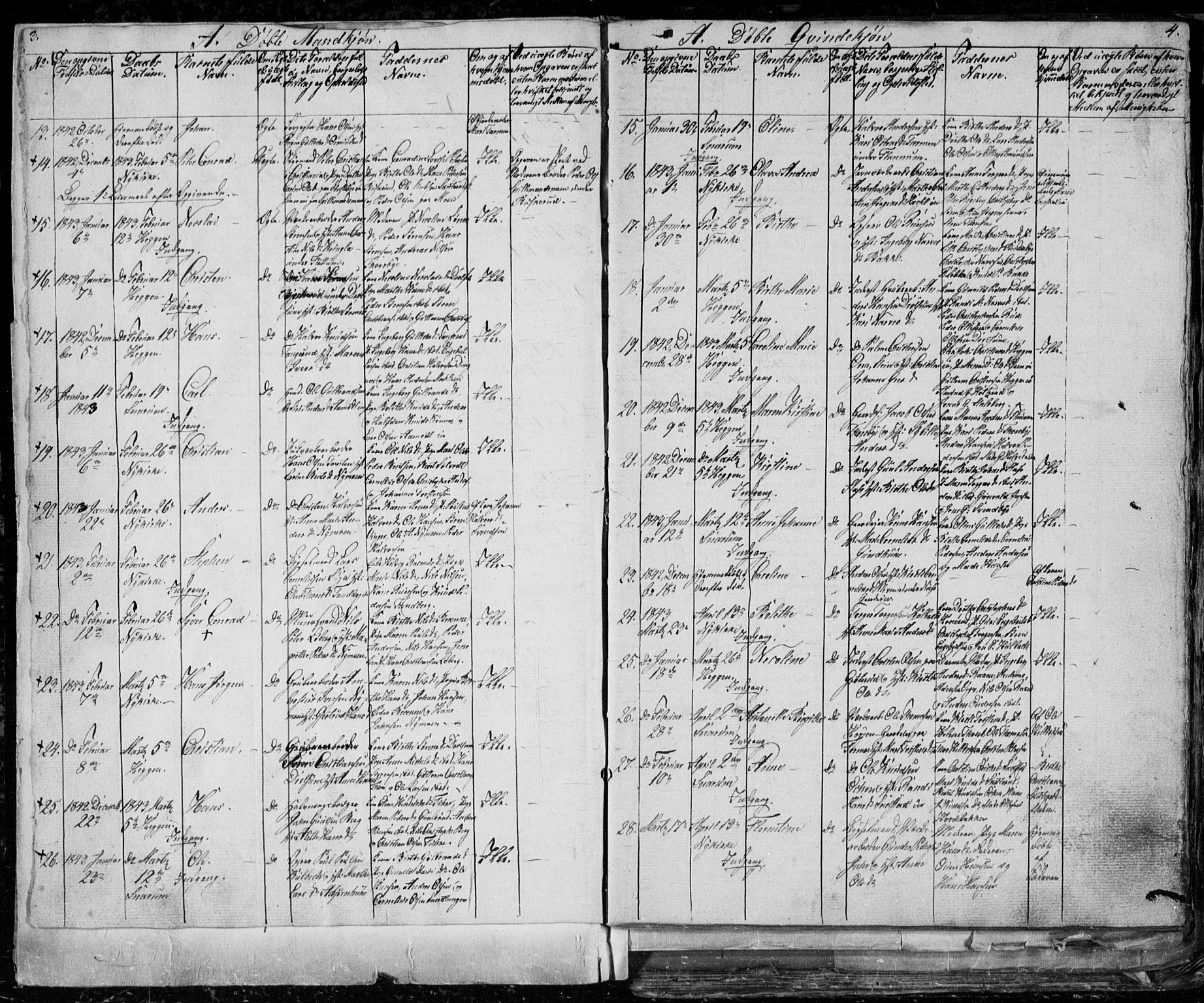 Modum kirkebøker, AV/SAKO-A-234/G/Ga/L0004: Klokkerbok nr. I 4, 1843-1846, s. 3-4