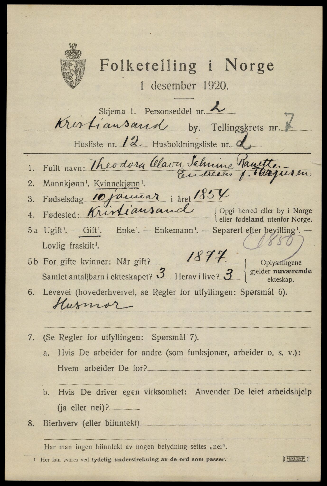 SAK, Folketelling 1920 for 1001 Kristiansand kjøpstad, 1920, s. 20241