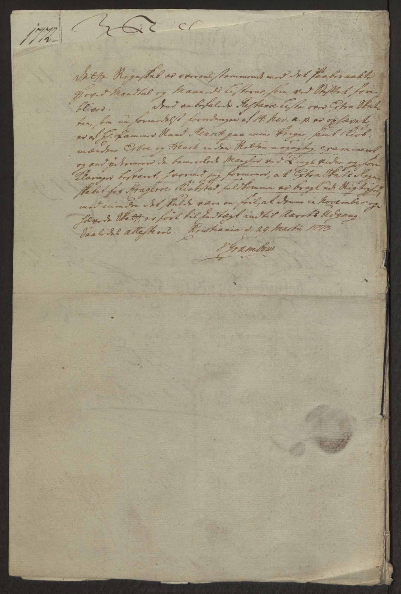 Rentekammeret inntil 1814, Reviderte regnskaper, Byregnskaper, AV/RA-EA-4066/R/Rk/L0218/0003: [K2] Kontribusjonsregnskap / Ekstra- og rangskatt, 1768-1772, s. 86