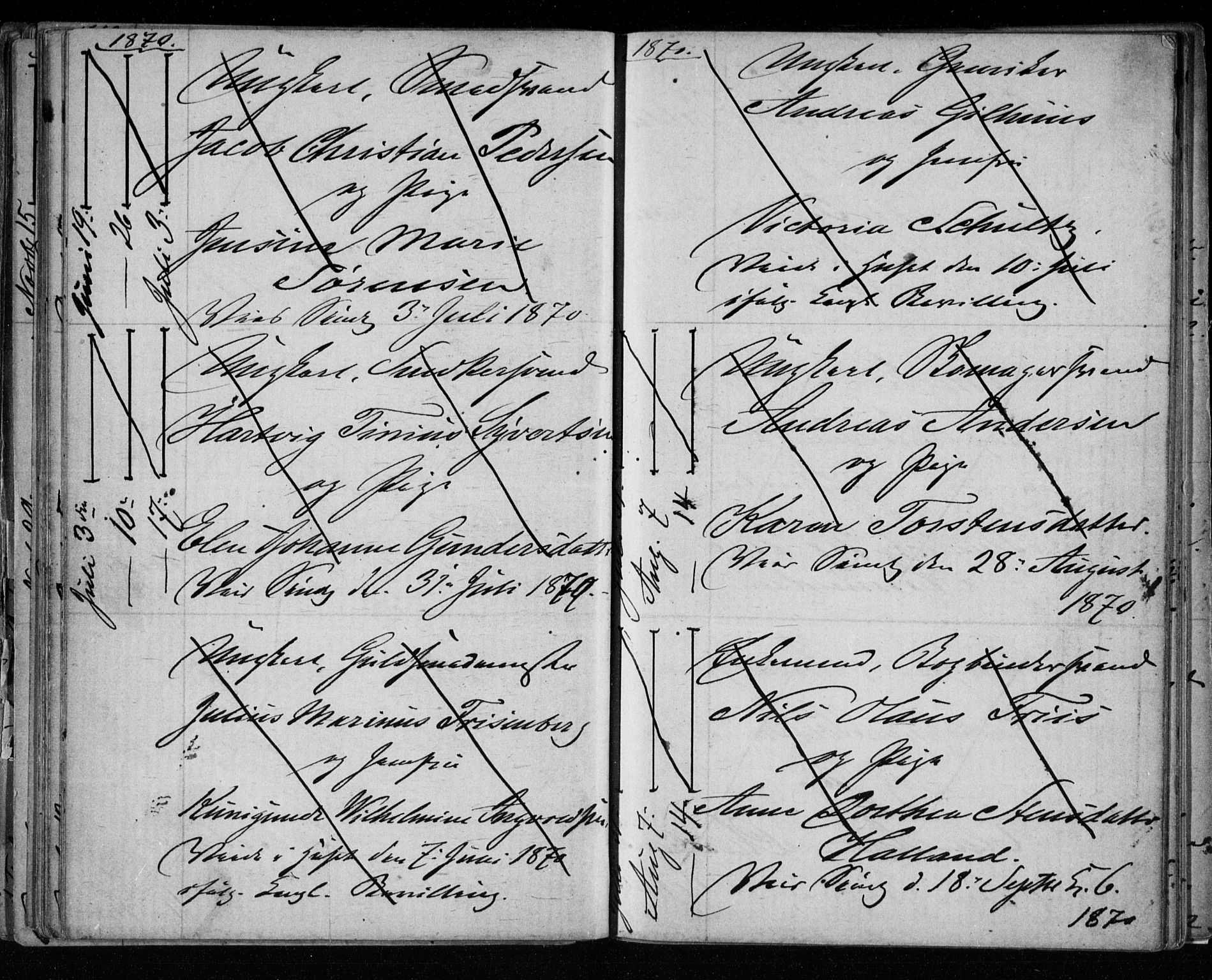Bragernes kirkebøker, AV/SAKO-A-6/H/Ha/L0005: Lysningsprotokoll nr. 5, 1866-1872