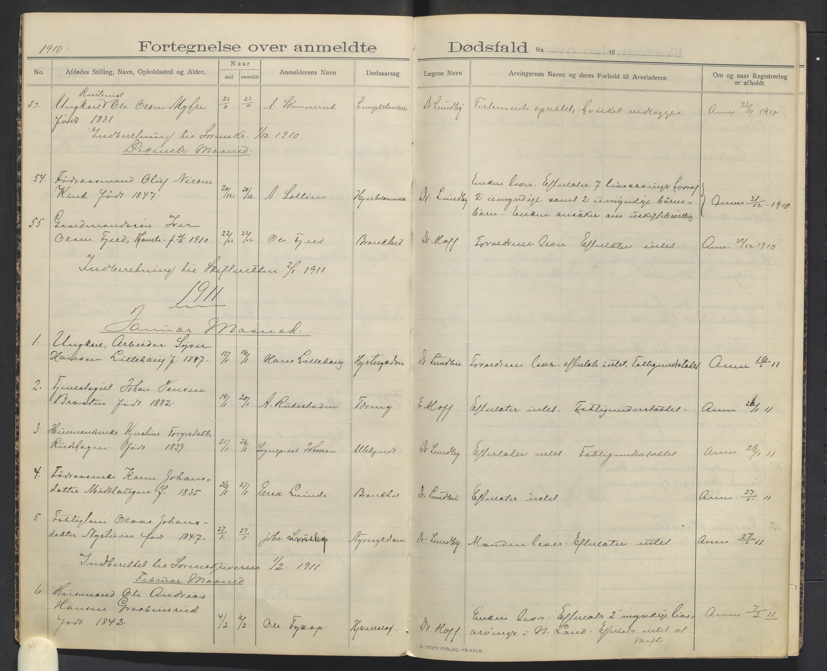 Nordre Land lensmannskontor, SAH/LON-013/H/Ha/Haa/L0001/0002: Dødsfallsprotokoller / Dødsfallsprotokoll, 1910-1916