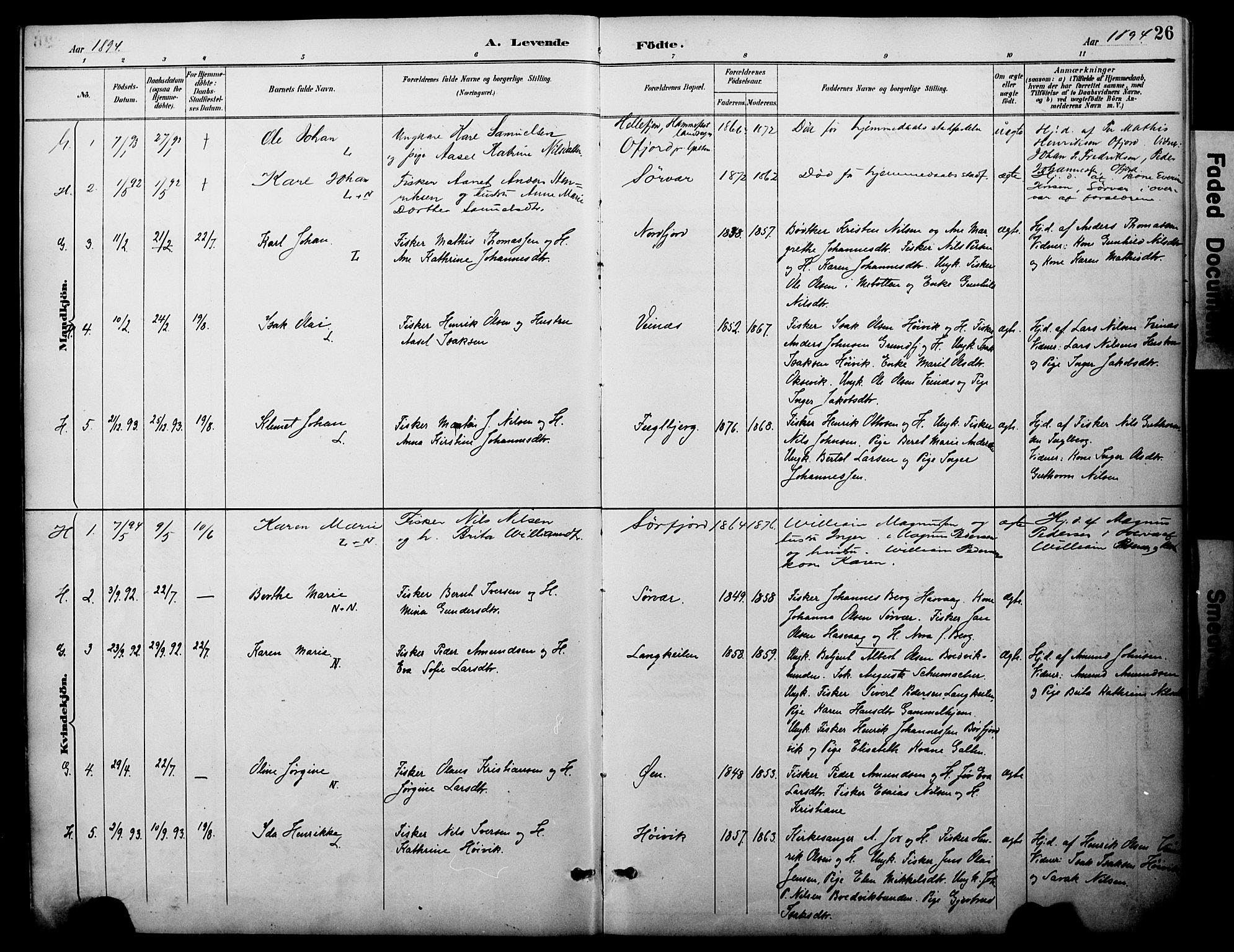 Loppa sokneprestkontor, AV/SATØ-S-1339/H/Ha/L0008kirke: Ministerialbok nr. 8, 1889-1907, s. 26