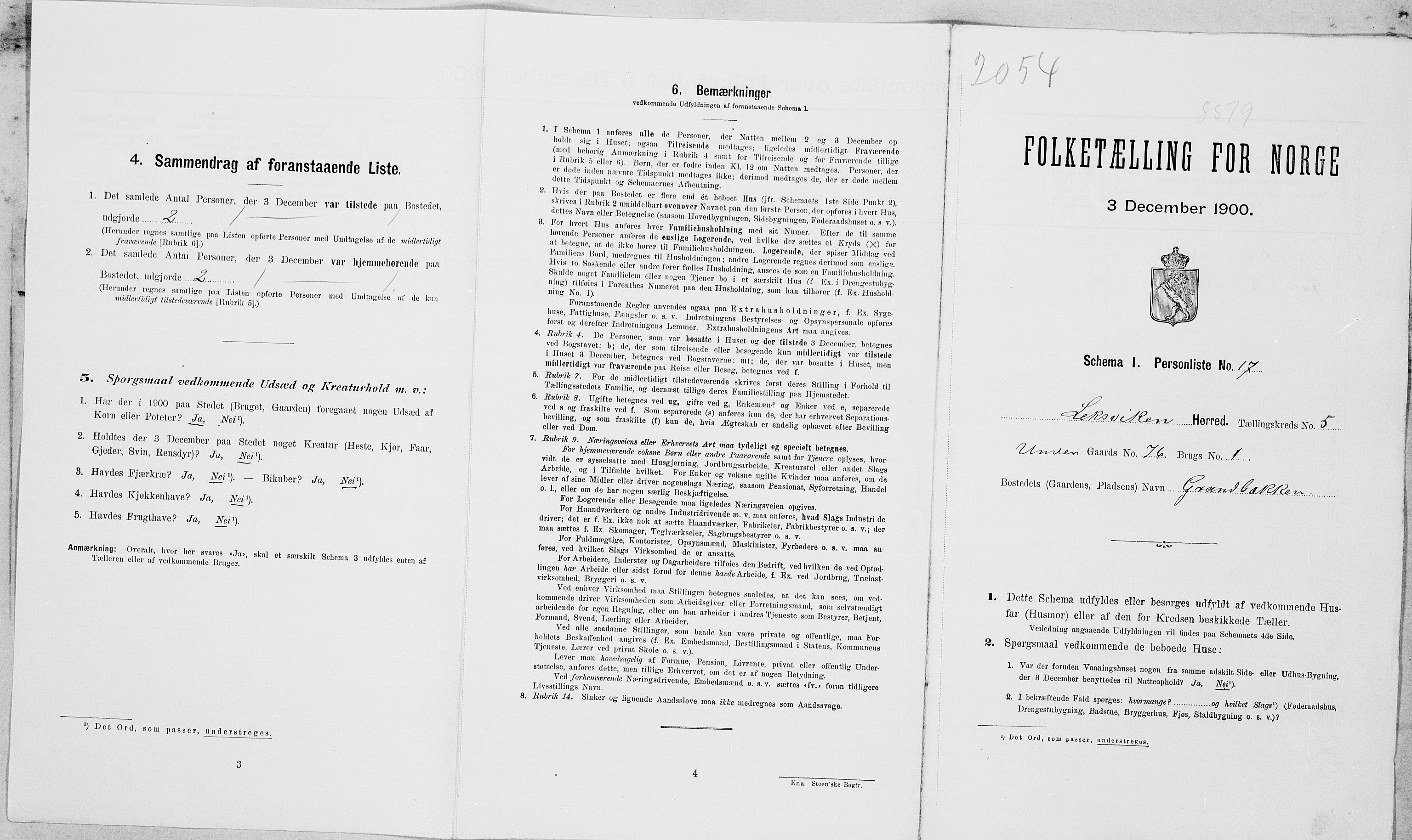 SAT, Folketelling 1900 for 1718 Leksvik herred, 1900, s. 54